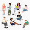 Flat Vector Library People Digital Artwork drawings | Toffu Co