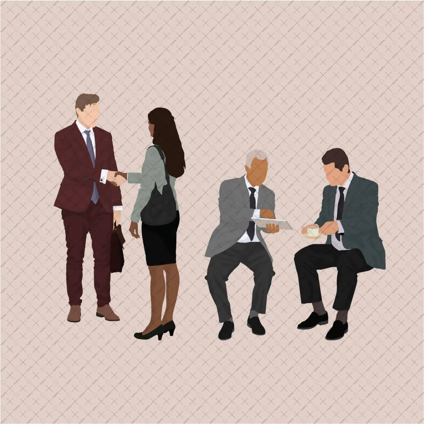 Flat Vector Office People Pack Digital Artwork drawings | Toffu Co