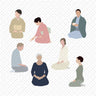 Flat Vector Tea House People PNG - Toffu Co