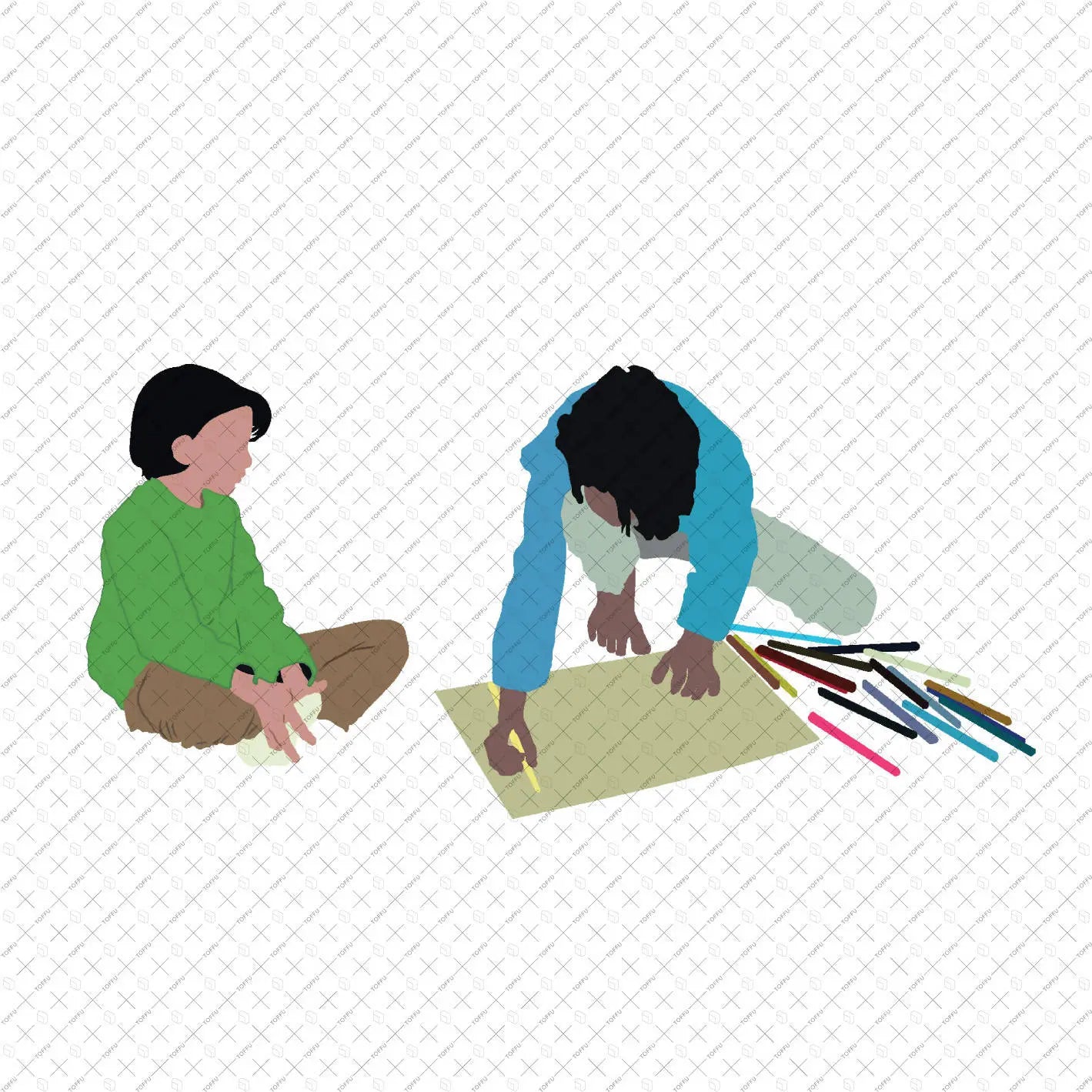 Flat Vector Kids Playing Digital Artwork drawings | Toffu Co