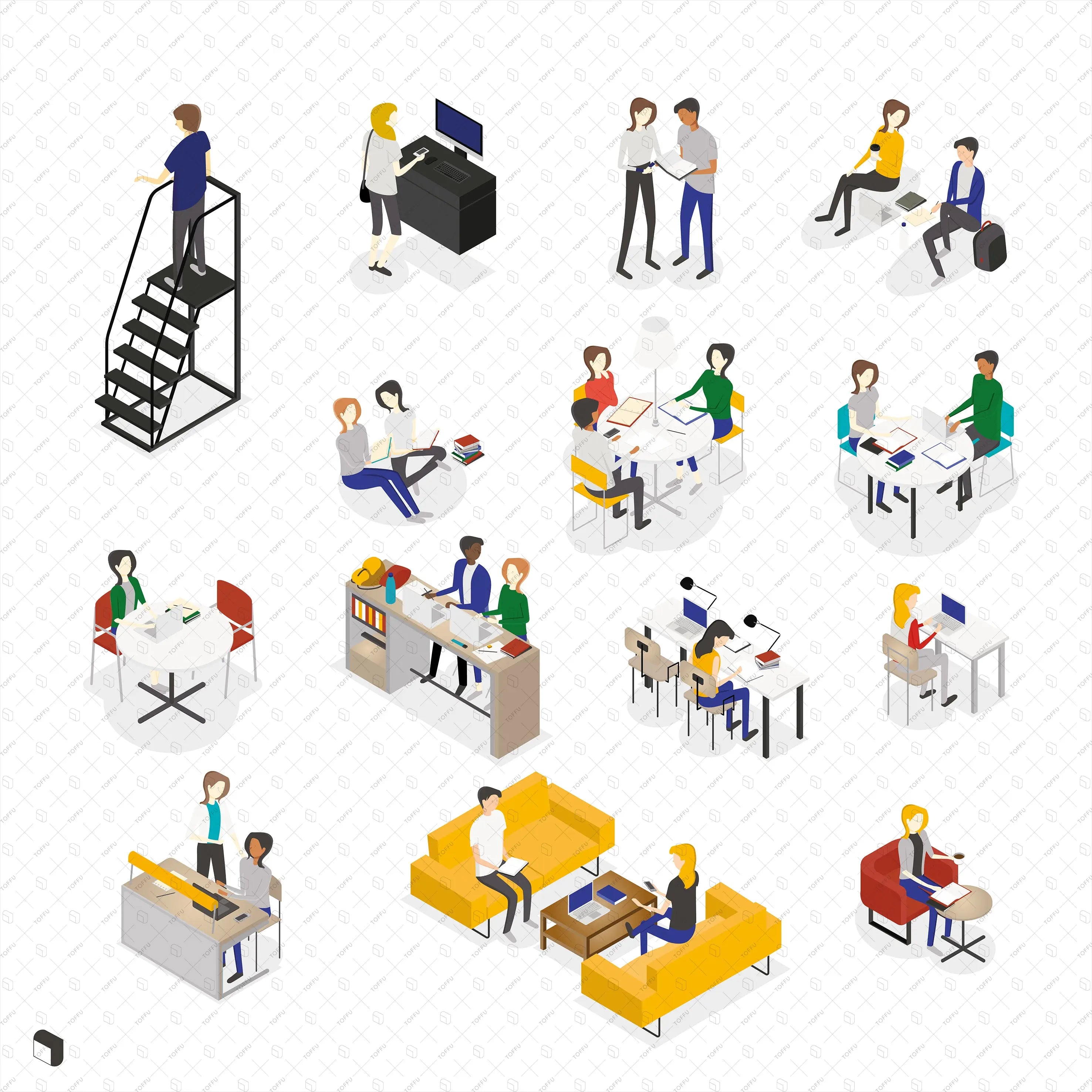 Axonometric Library 2 Digital Artwork drawings | Toffu Co