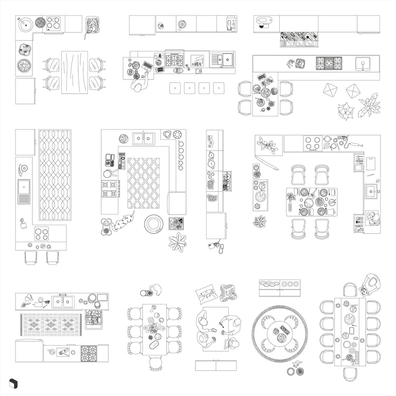 Cad Kitchen Setups Top View – Toffu Co