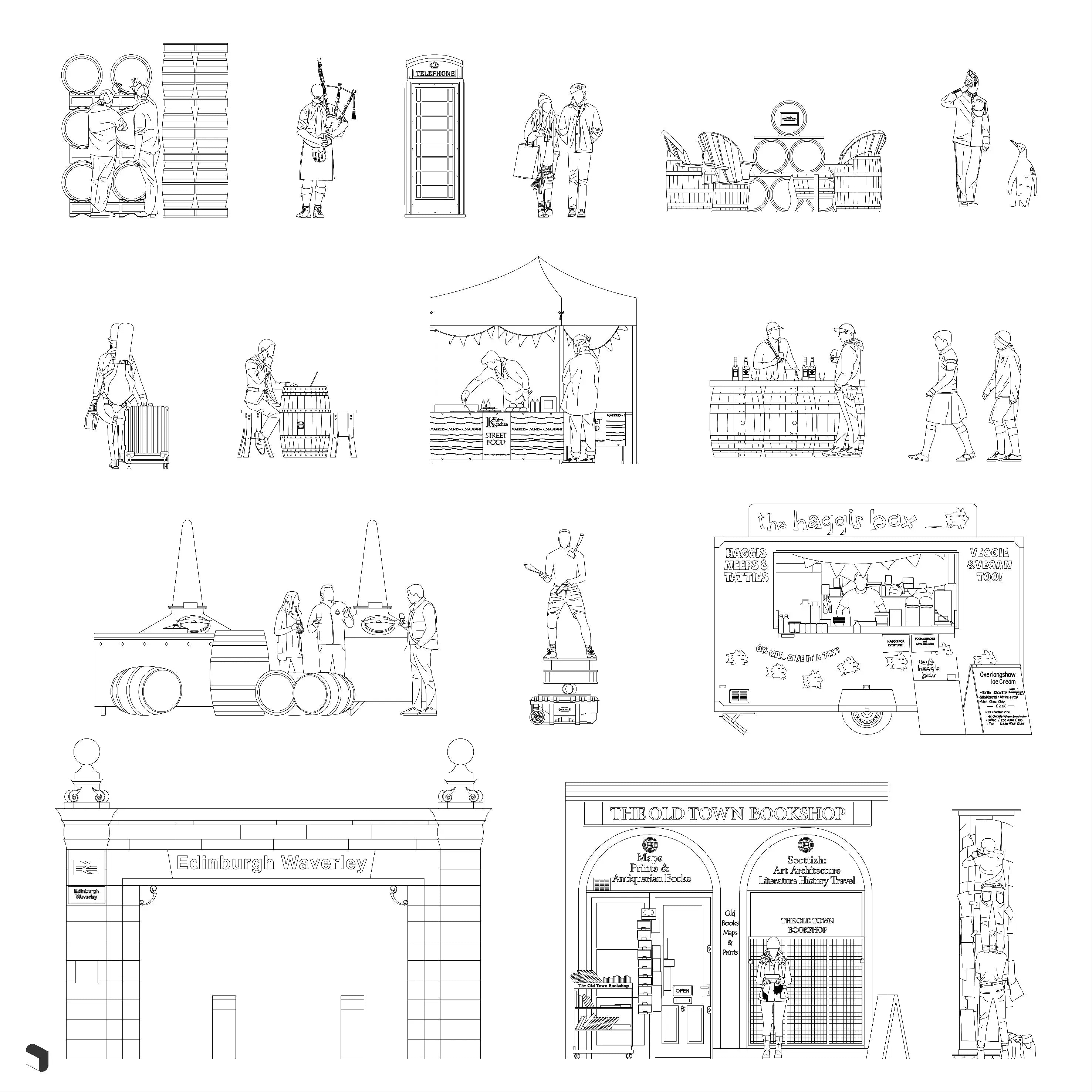 Cad Edinburgh Streets Digital Artwork drawings | Toffu Co