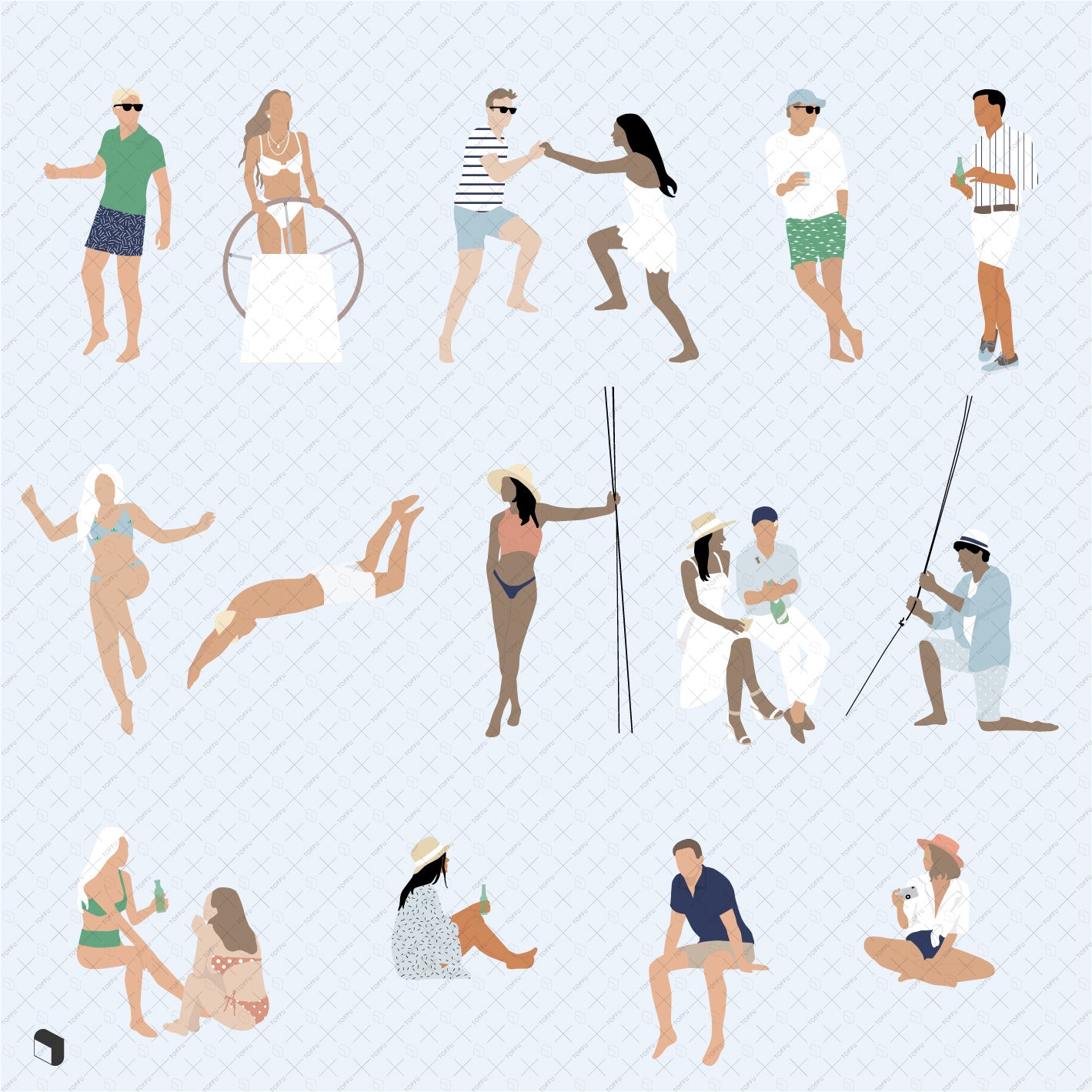 Flat Vector Yacht People PNG - Toffu Co