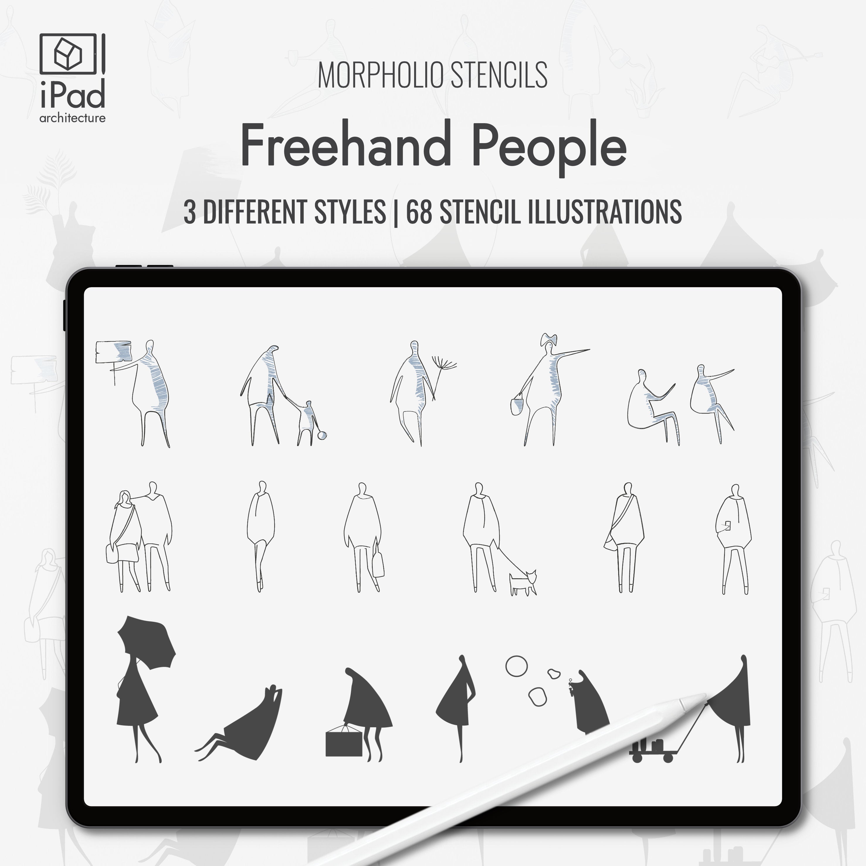 Morpholio Freehand People Stencil Set PNG - Toffu Co