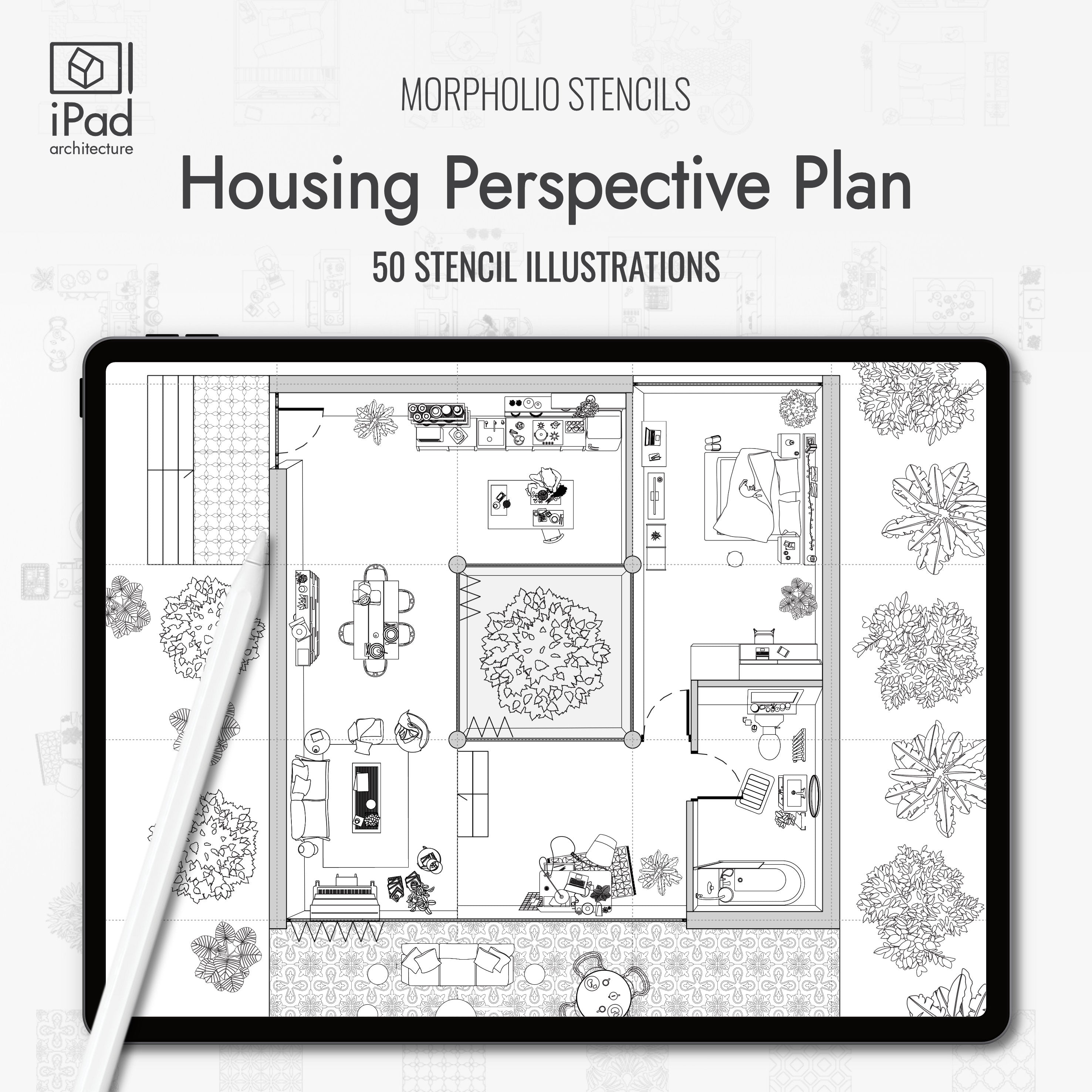 Morpholio Housing Perspective Plan Stencil Set PNG - Toffu Co