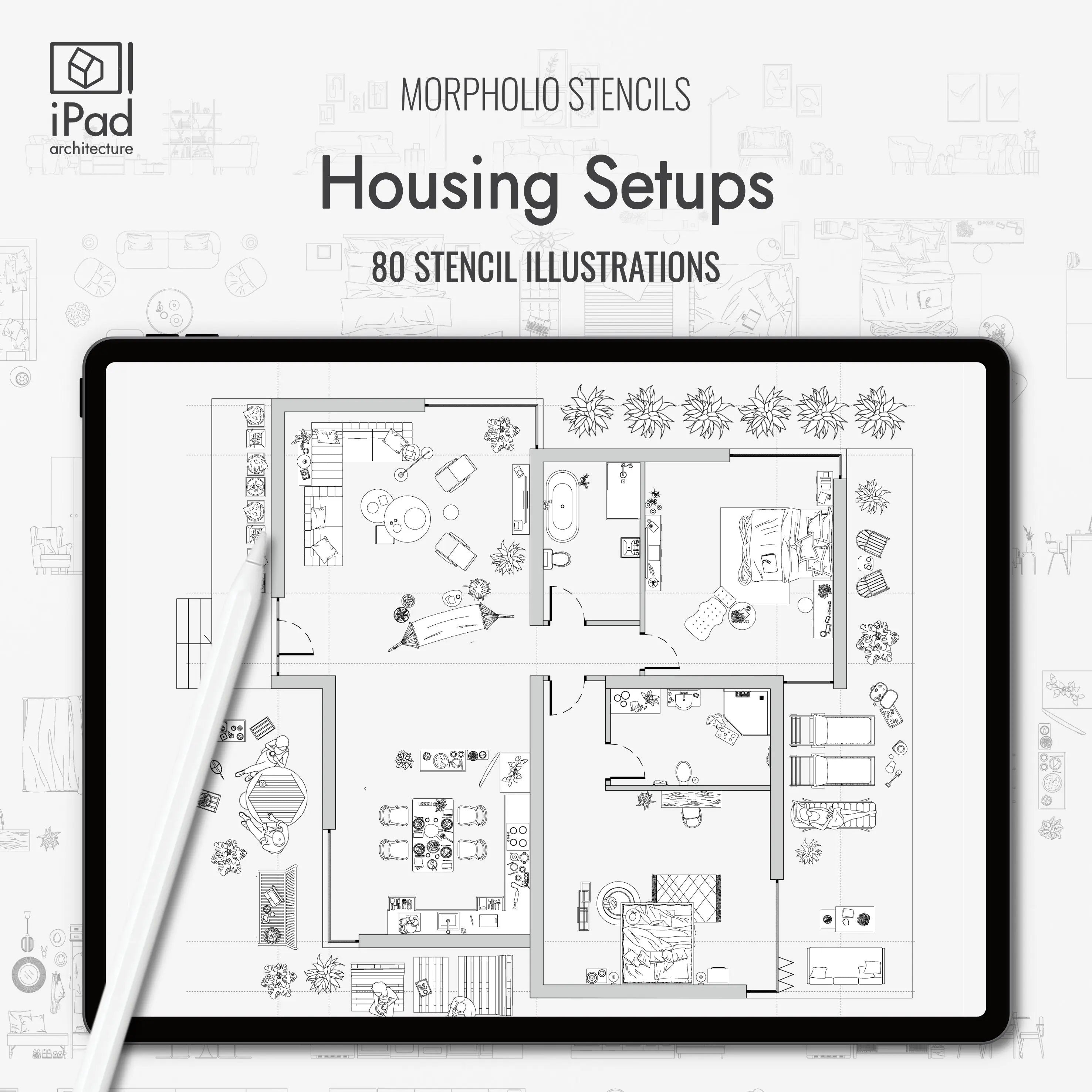 Morpholio Housing Setups Furniture Stencil Set PNG - Toffu Co