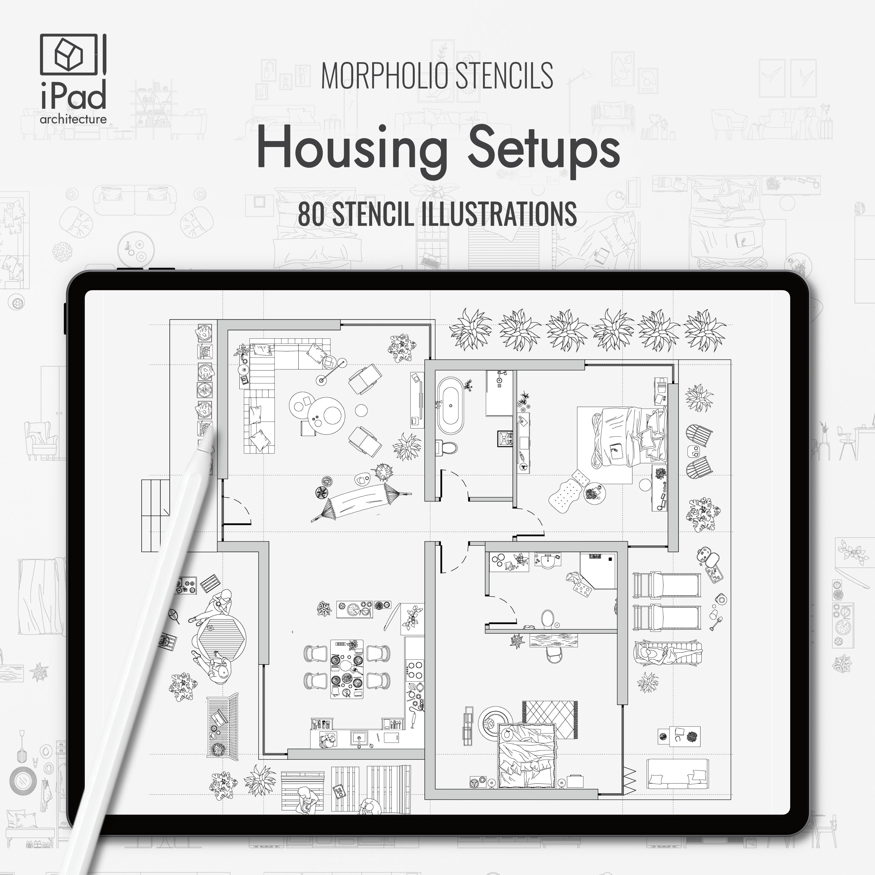 Morpholio Housing Setups Furniture Stencil Set PNG - Toffu Co