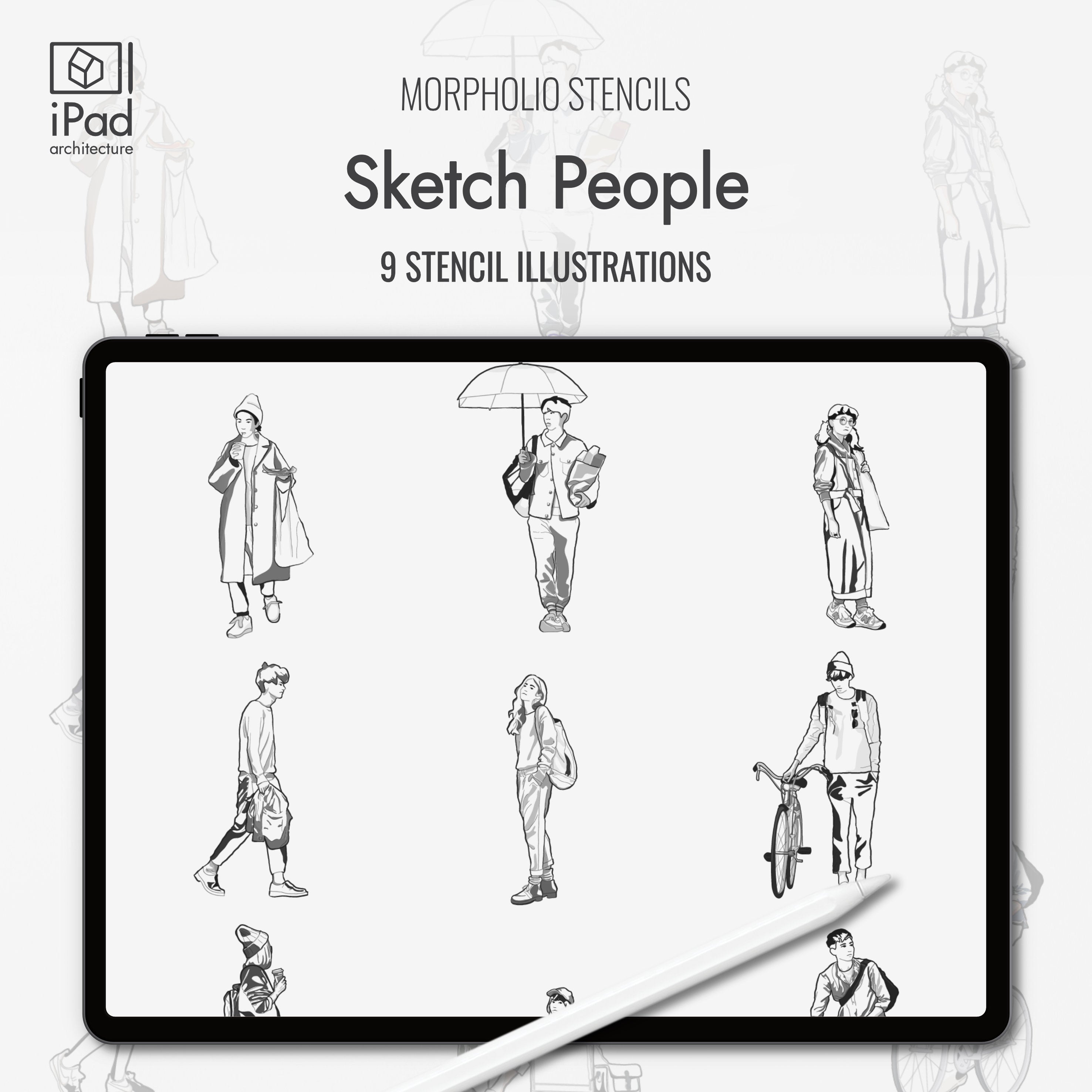 Morpholio Skecthy People Stencil Set PNG - Toffu Co