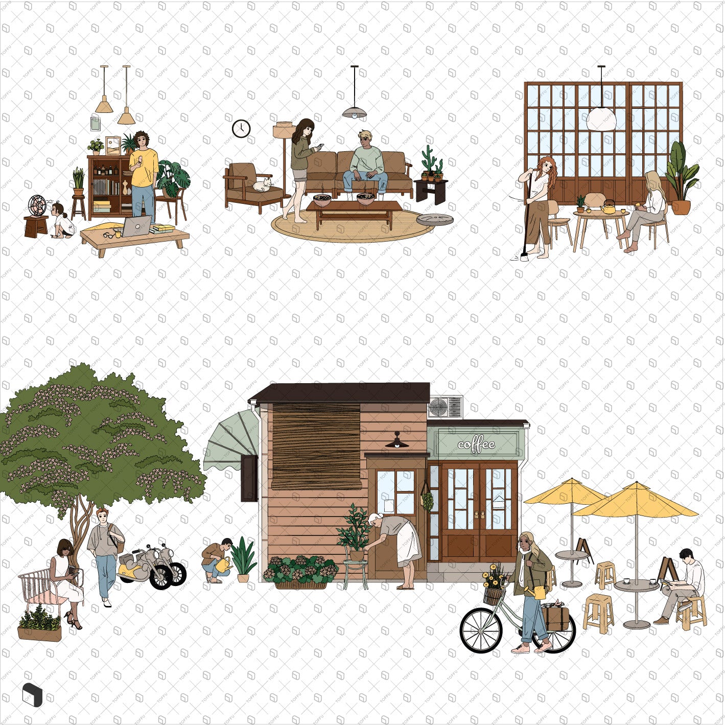 Flat Vector Slice of Life People PNG - Toffu Co