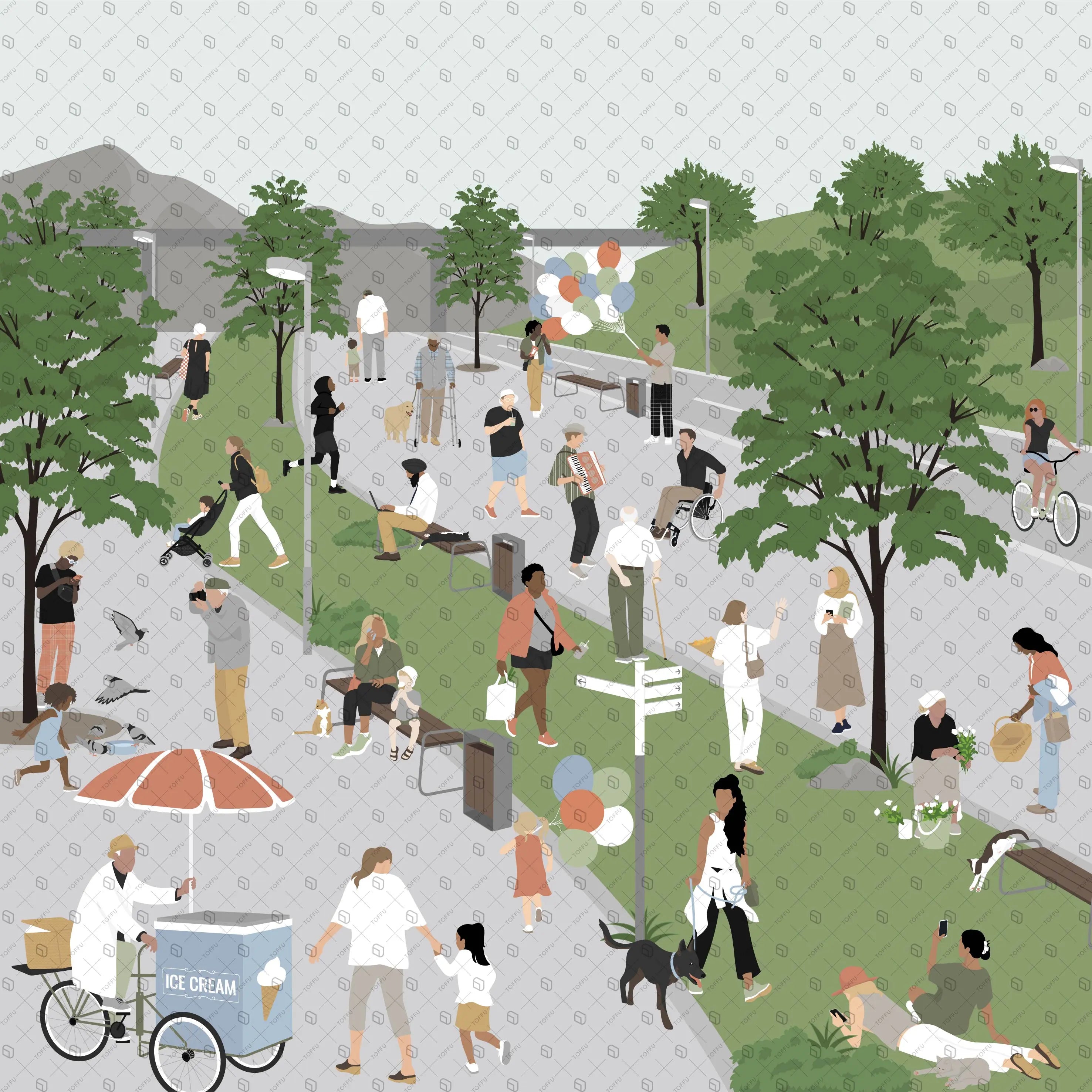Flat Vector Street Zone Uncategorized drawings | Toffu Co