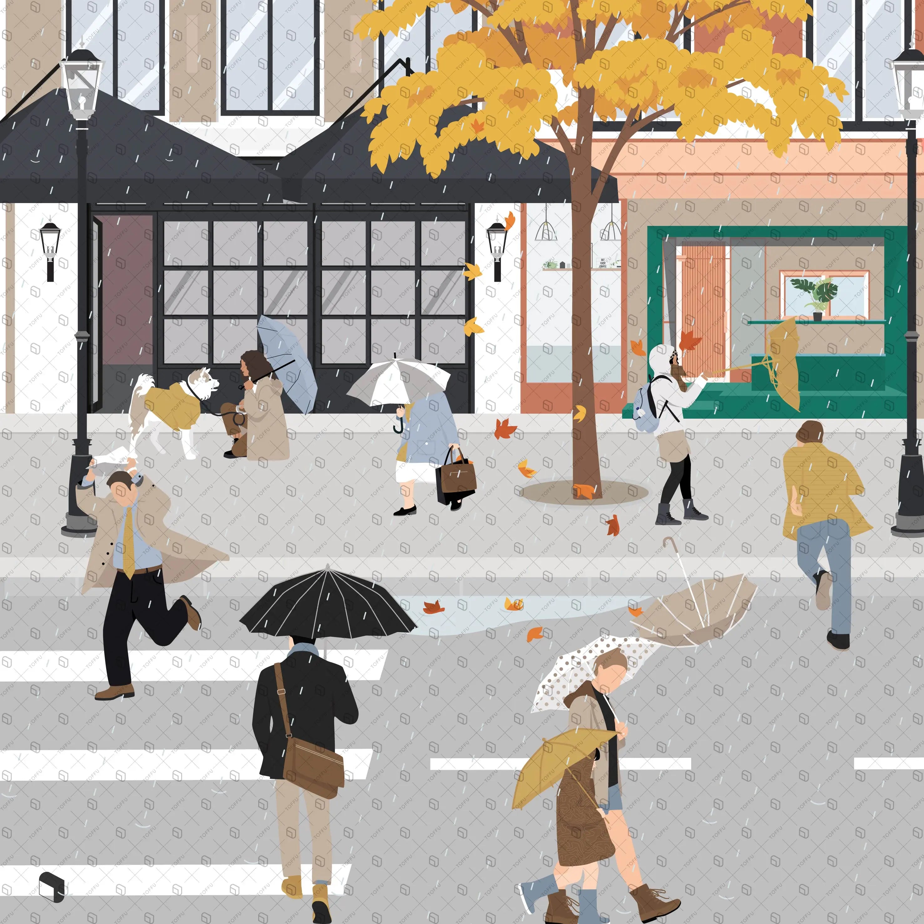 Flat Vector Rainy 2 Digital Artwork drawings | Toffu Co