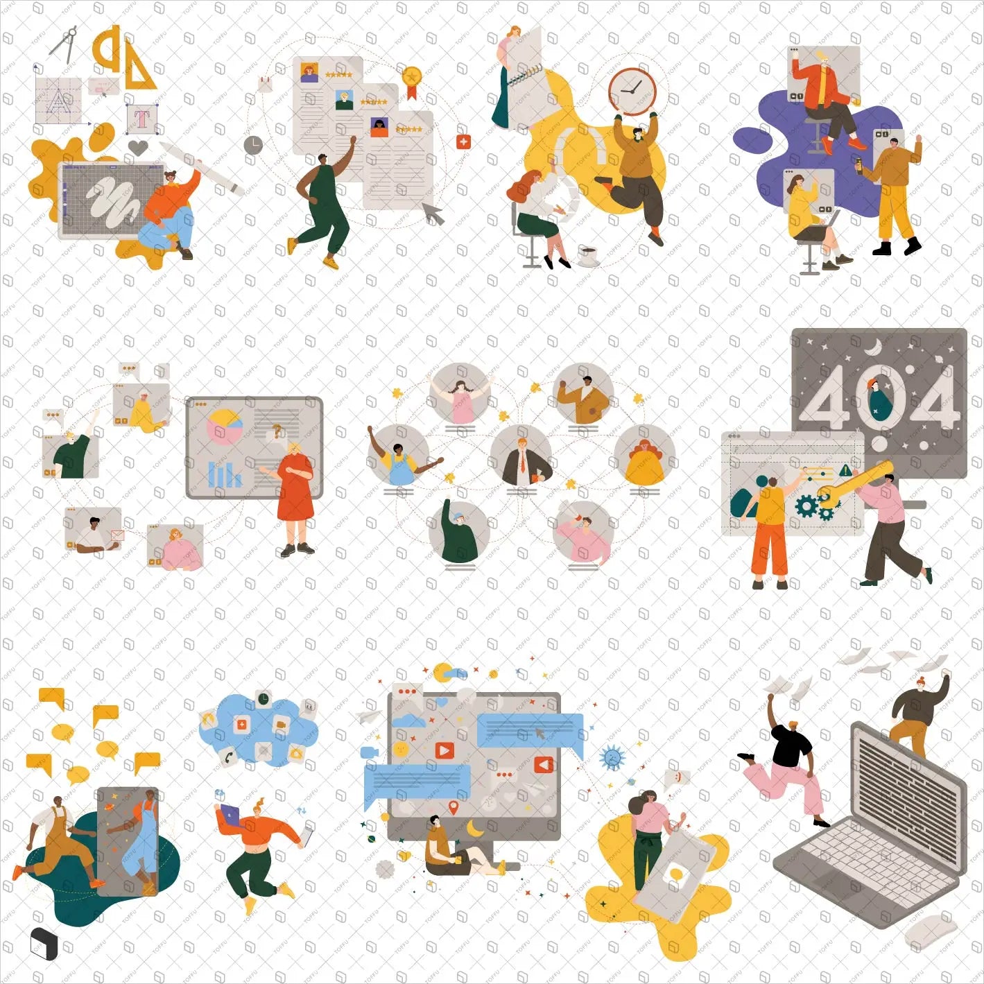 Flat Vector Web Design Collaborative Characters Uncategorized drawings | Toffu Co