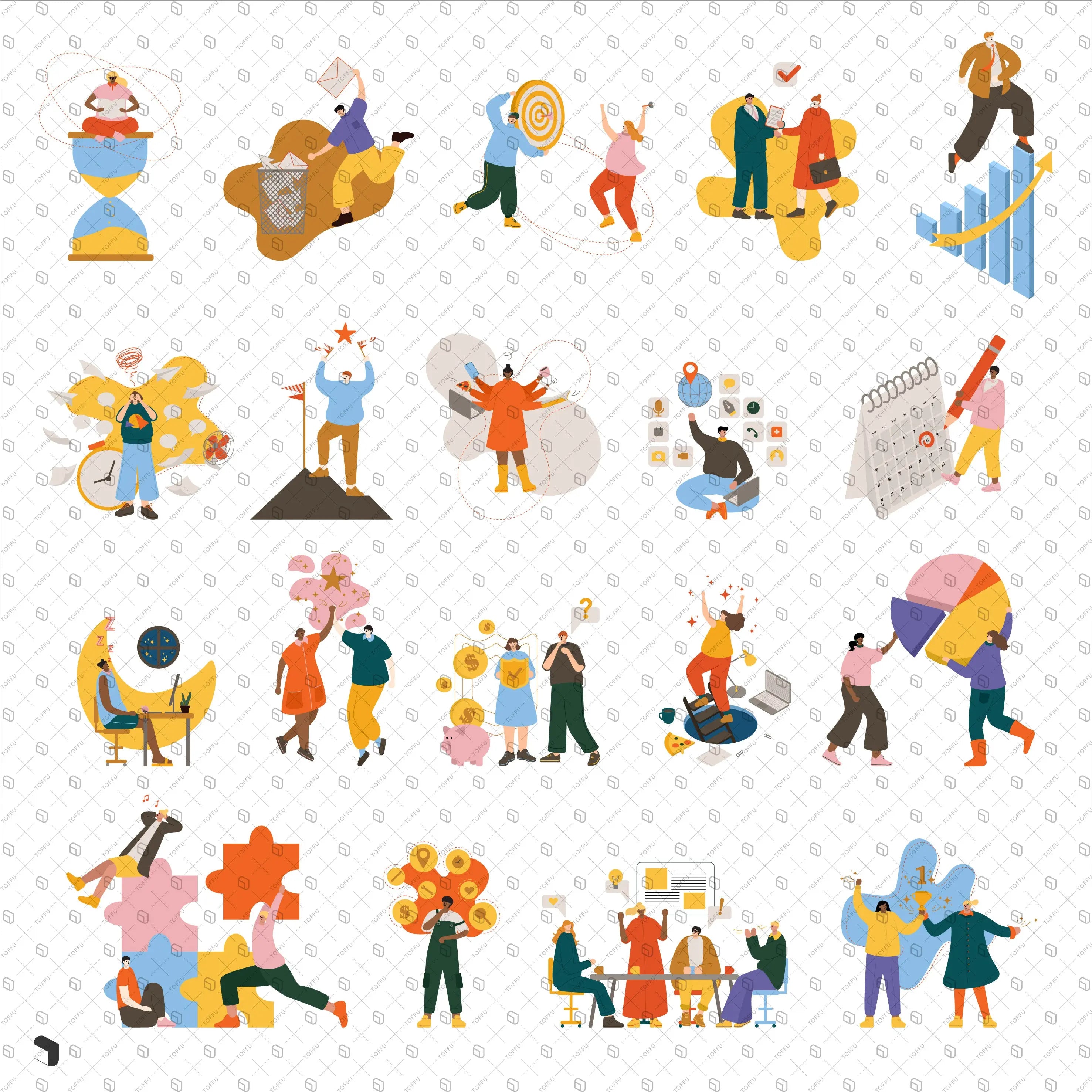 Flat Vector Web Design Productive Characters Uncategorized drawings | Toffu Co