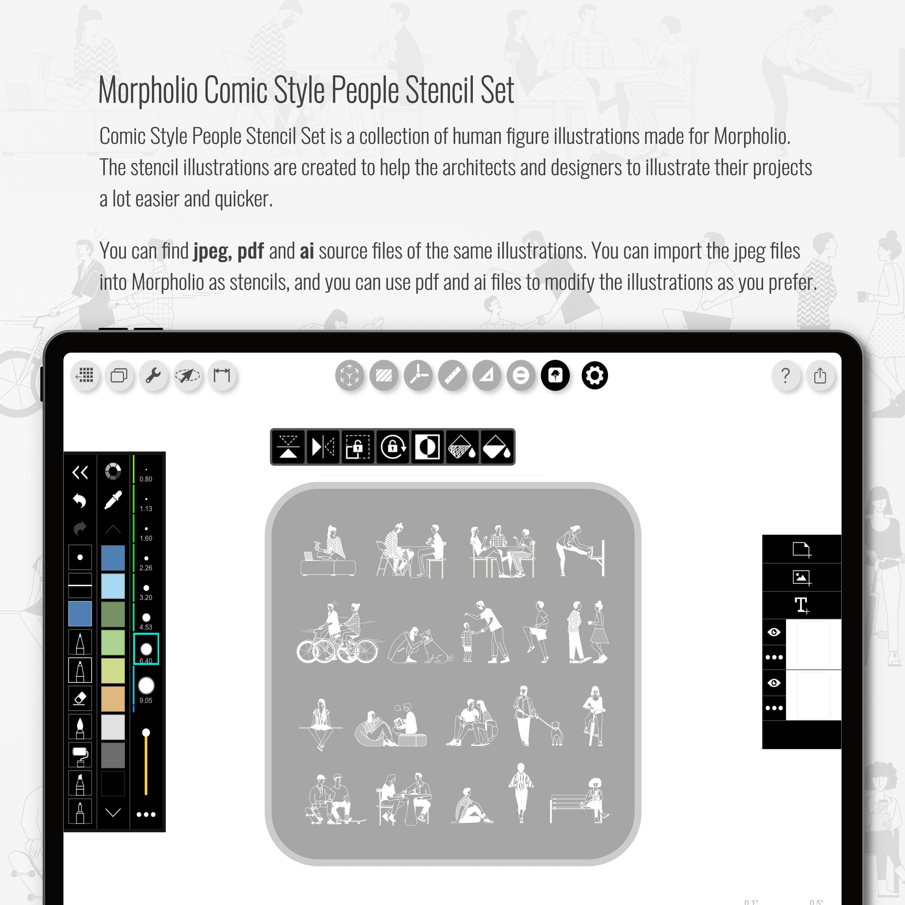 Morpholio Comic Style People Stencil Set PNG - Toffu Co