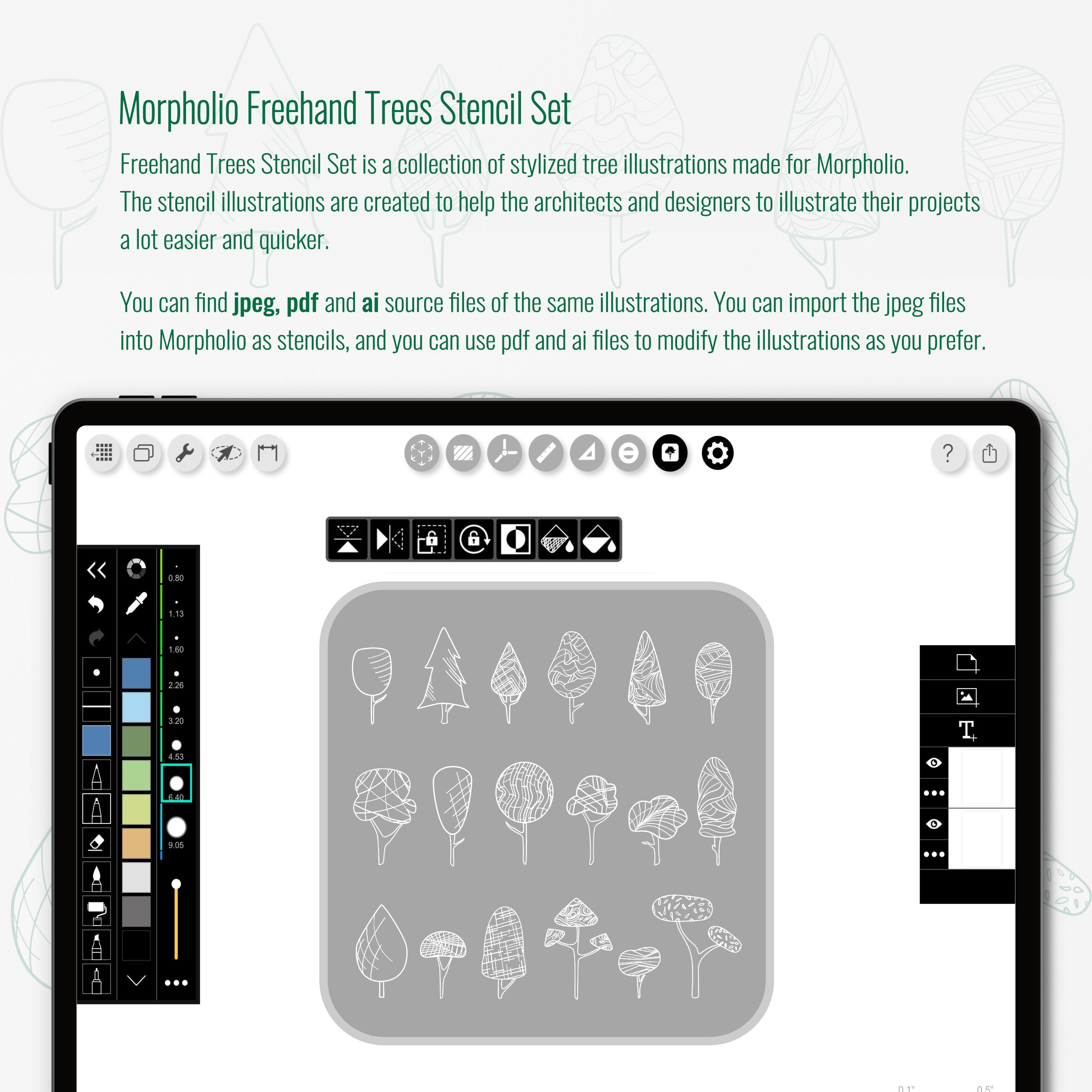 Free - Morpholio Freehand Trees Stencil Set PNG - Toffu Co