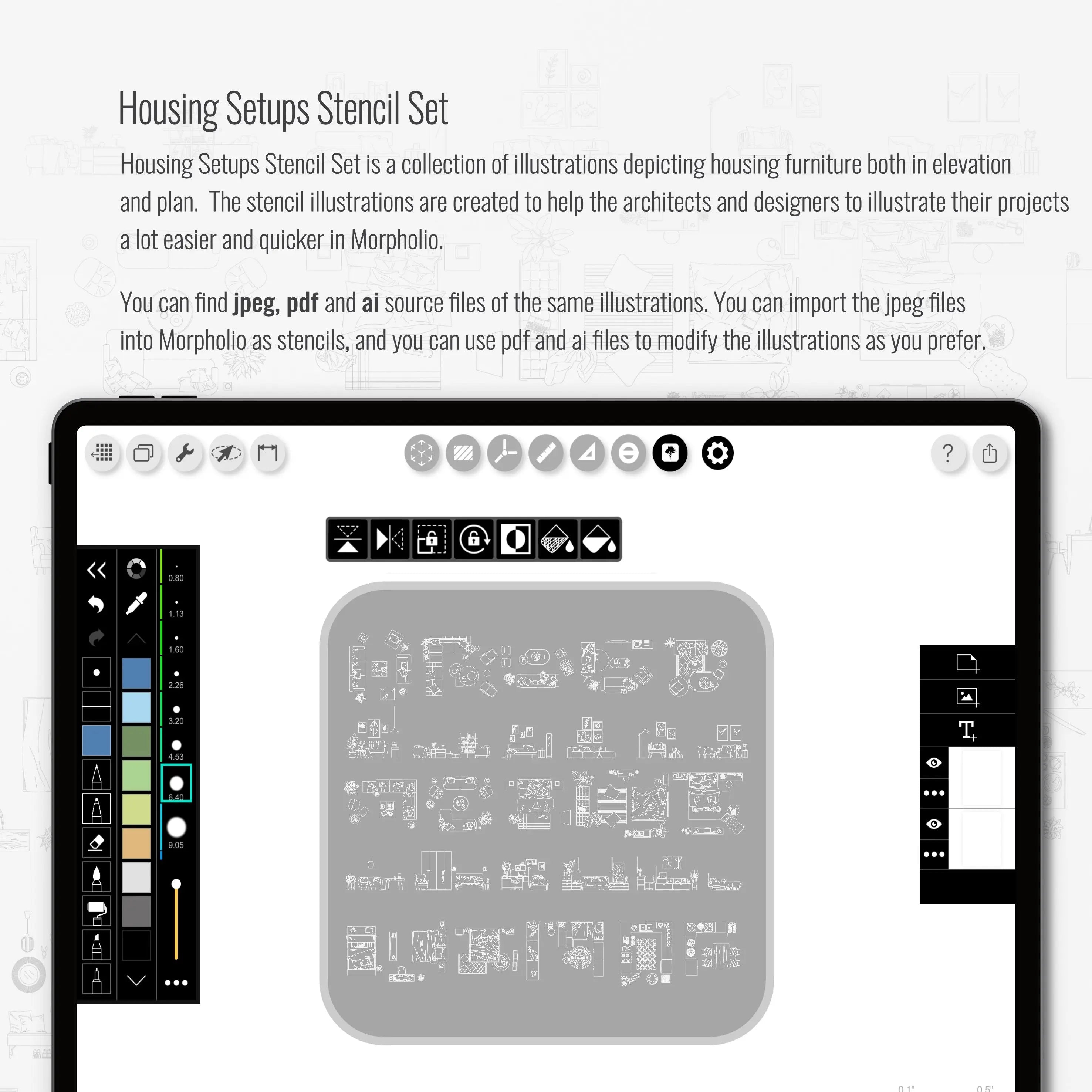 Morpholio Housing Setups Furniture Stencil Set PNG - Toffu Co