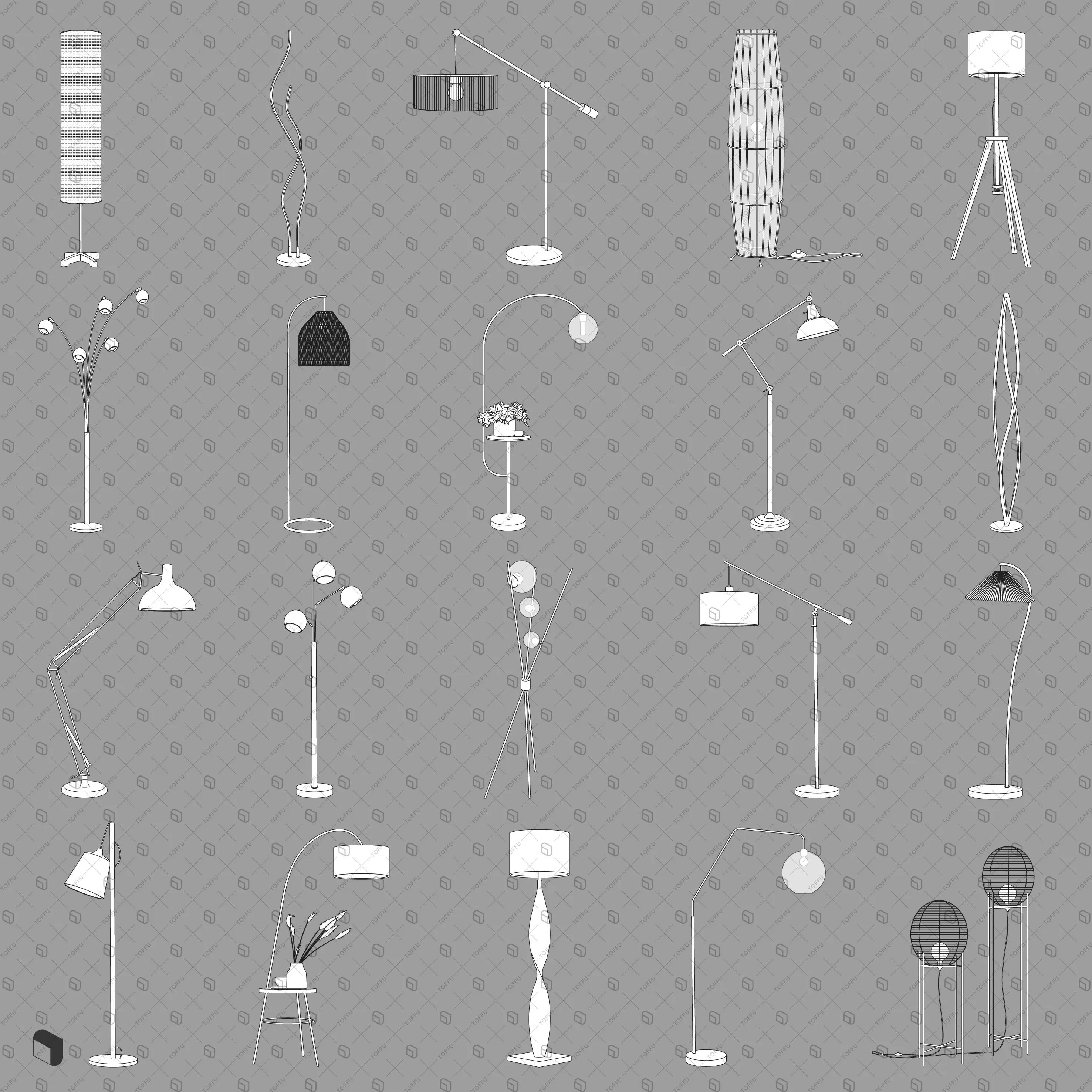 Flat Vector Floor Lamps Digital Artwork drawings | Toffu Co