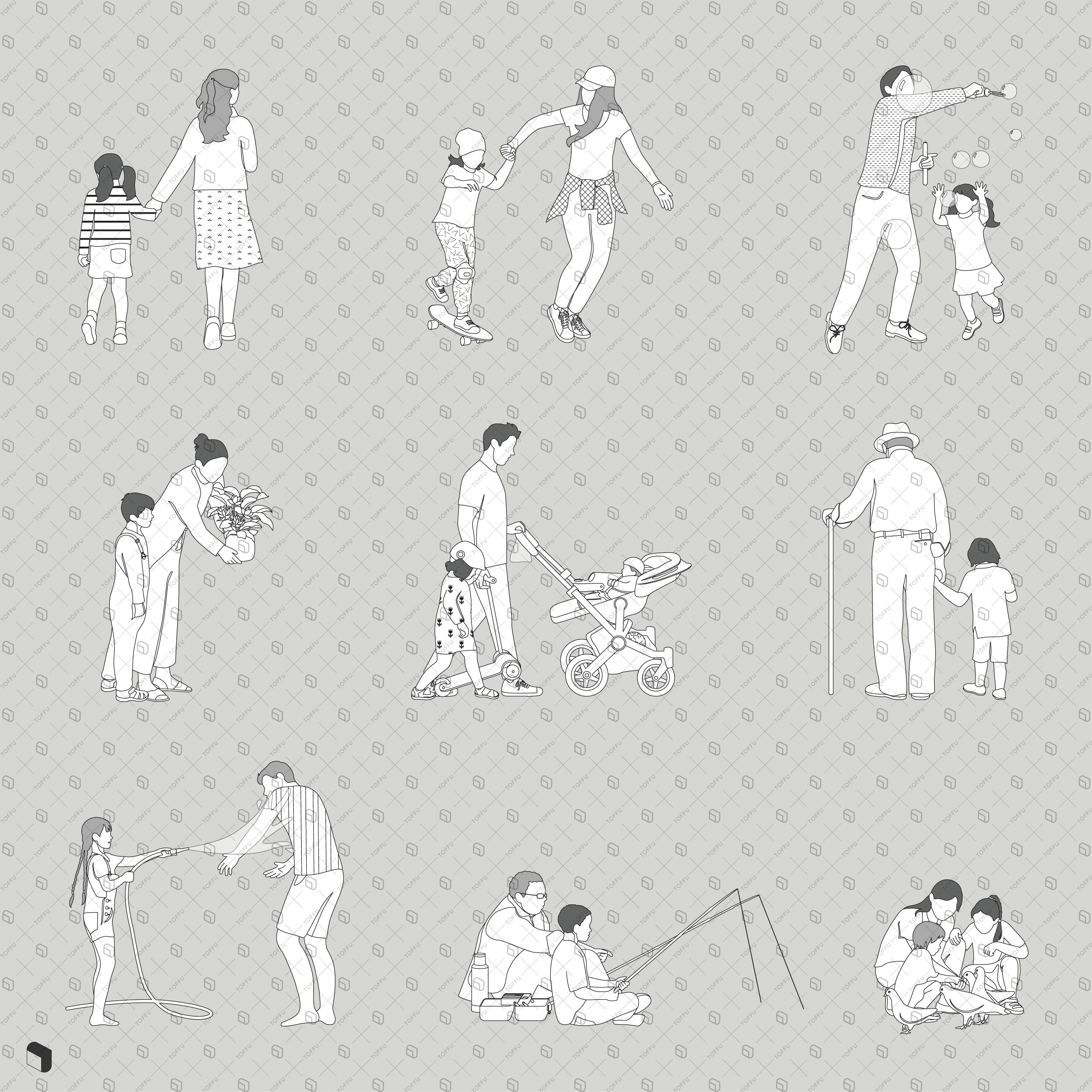 Flat Vector Families 7 PNG - Toffu Co