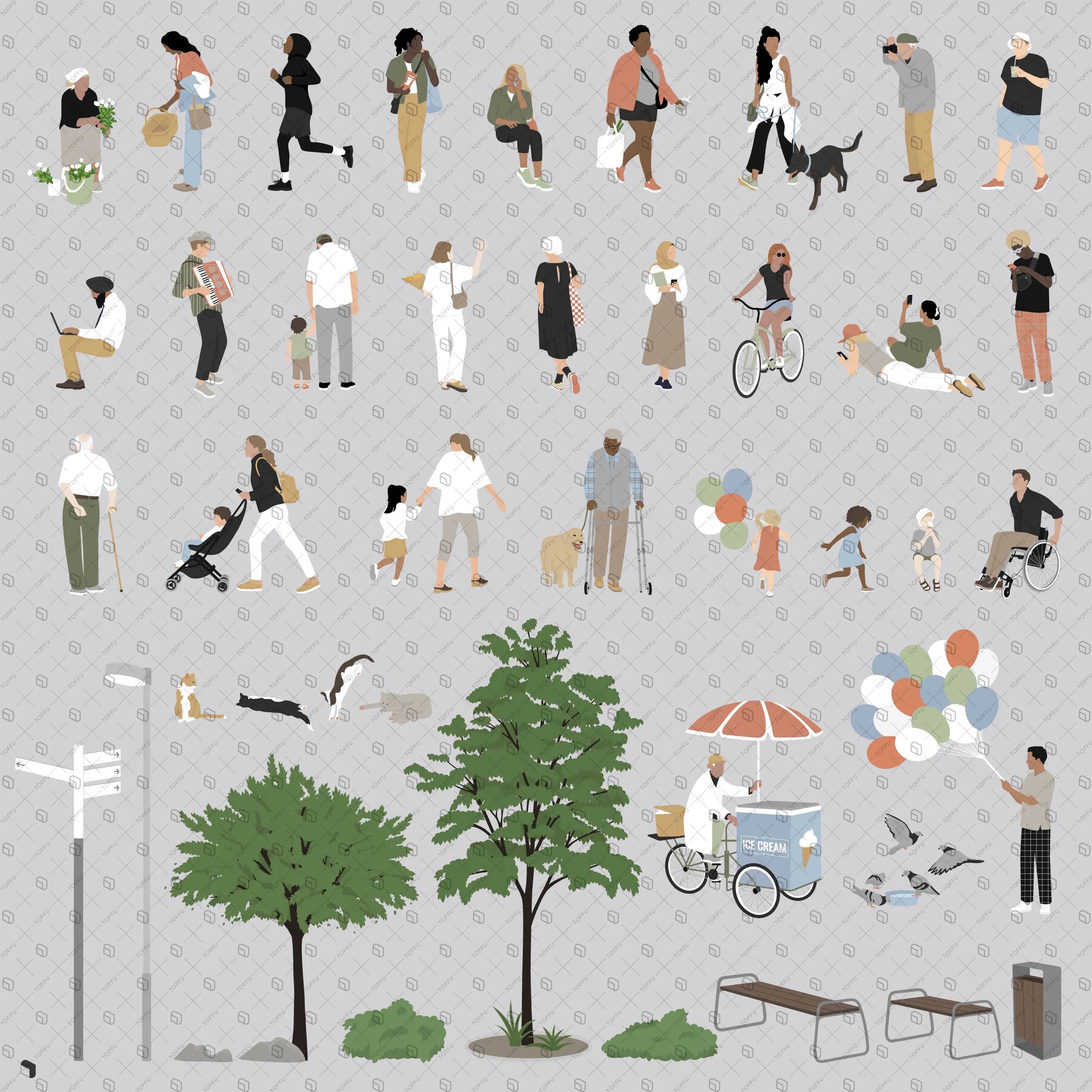Flat Vector Street Zone Uncategorized drawings | Toffu Co