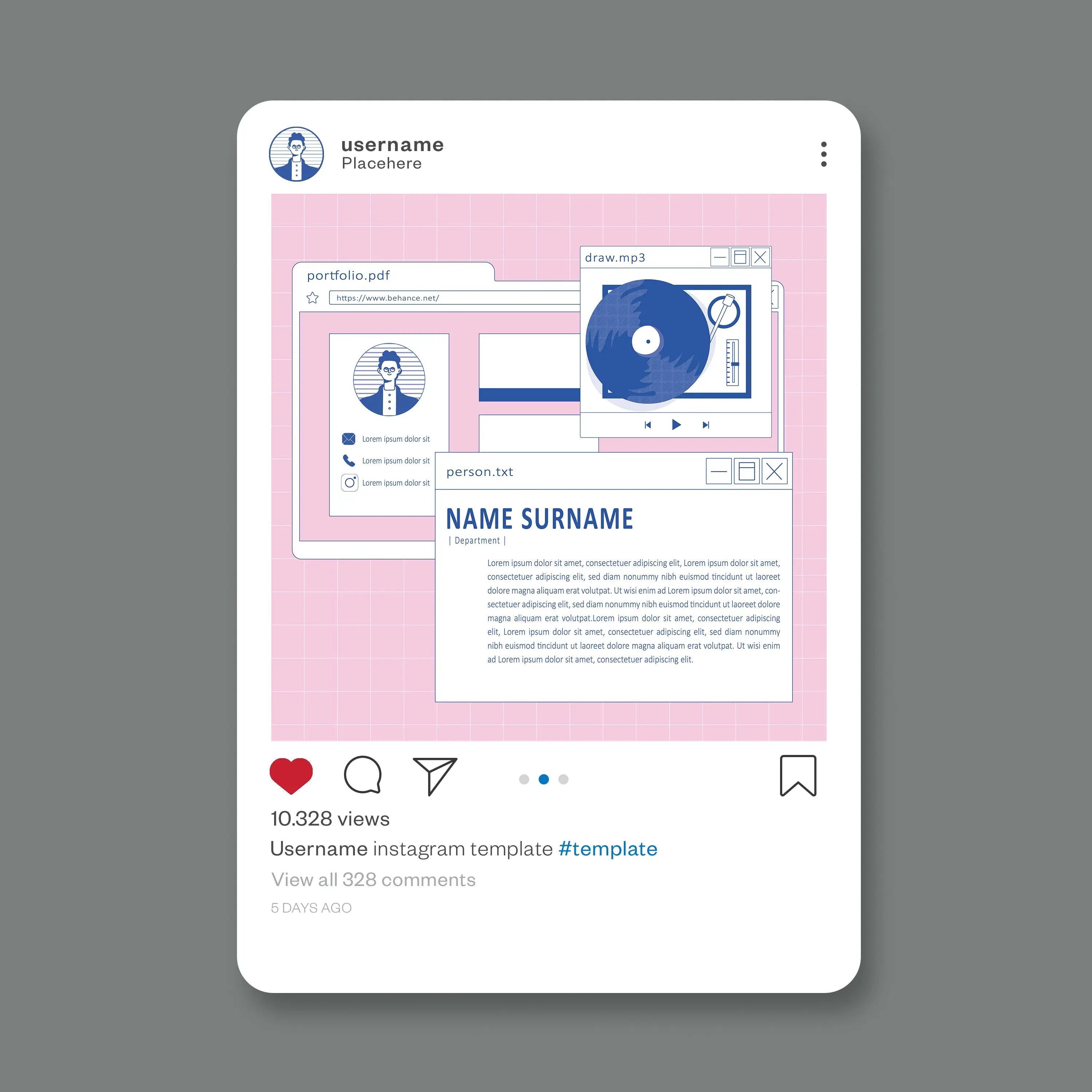 Resume Template Set 5 Digital Artwork drawings | Toffu Co