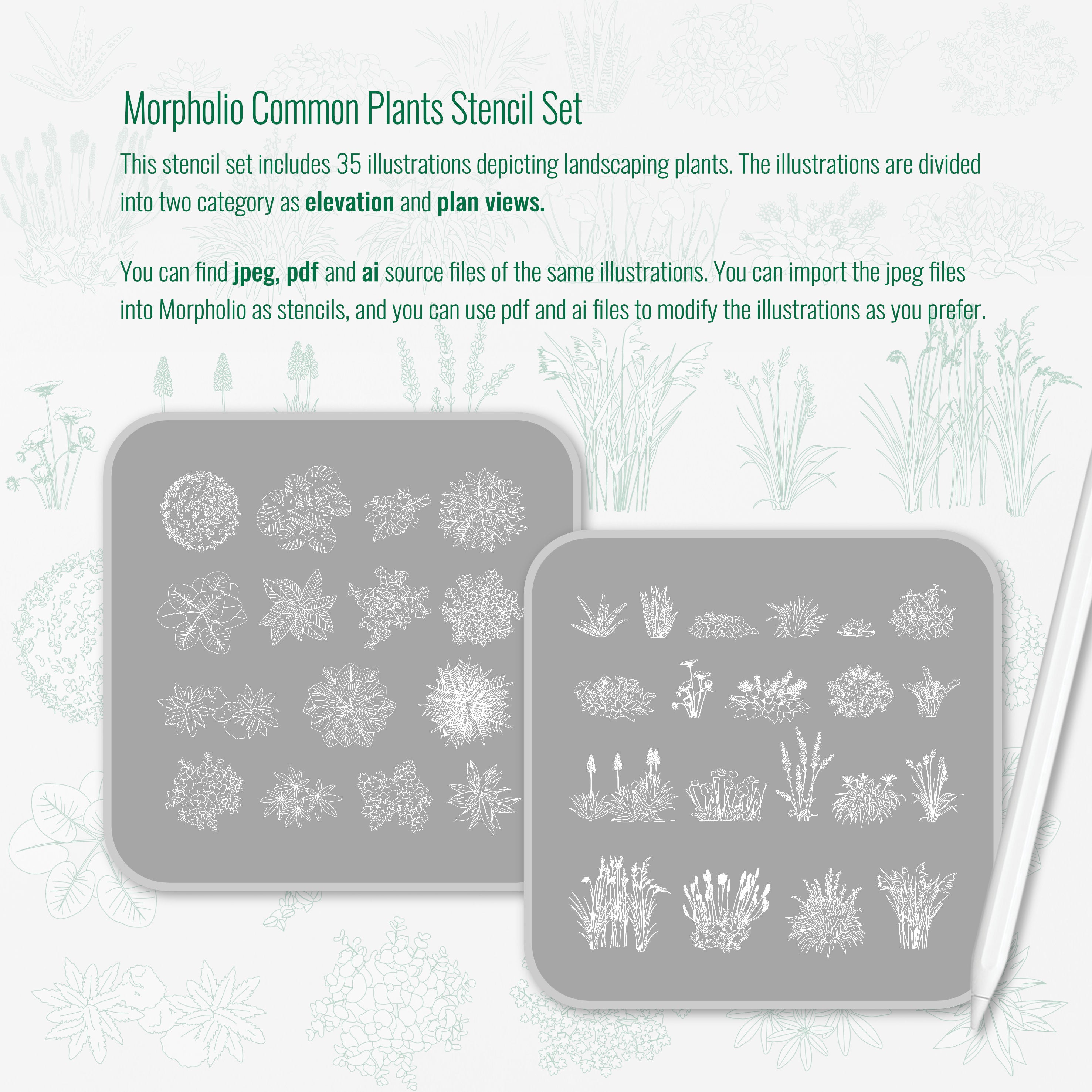 Morpholio Common Plants Stencil Set PNG - Toffu Co