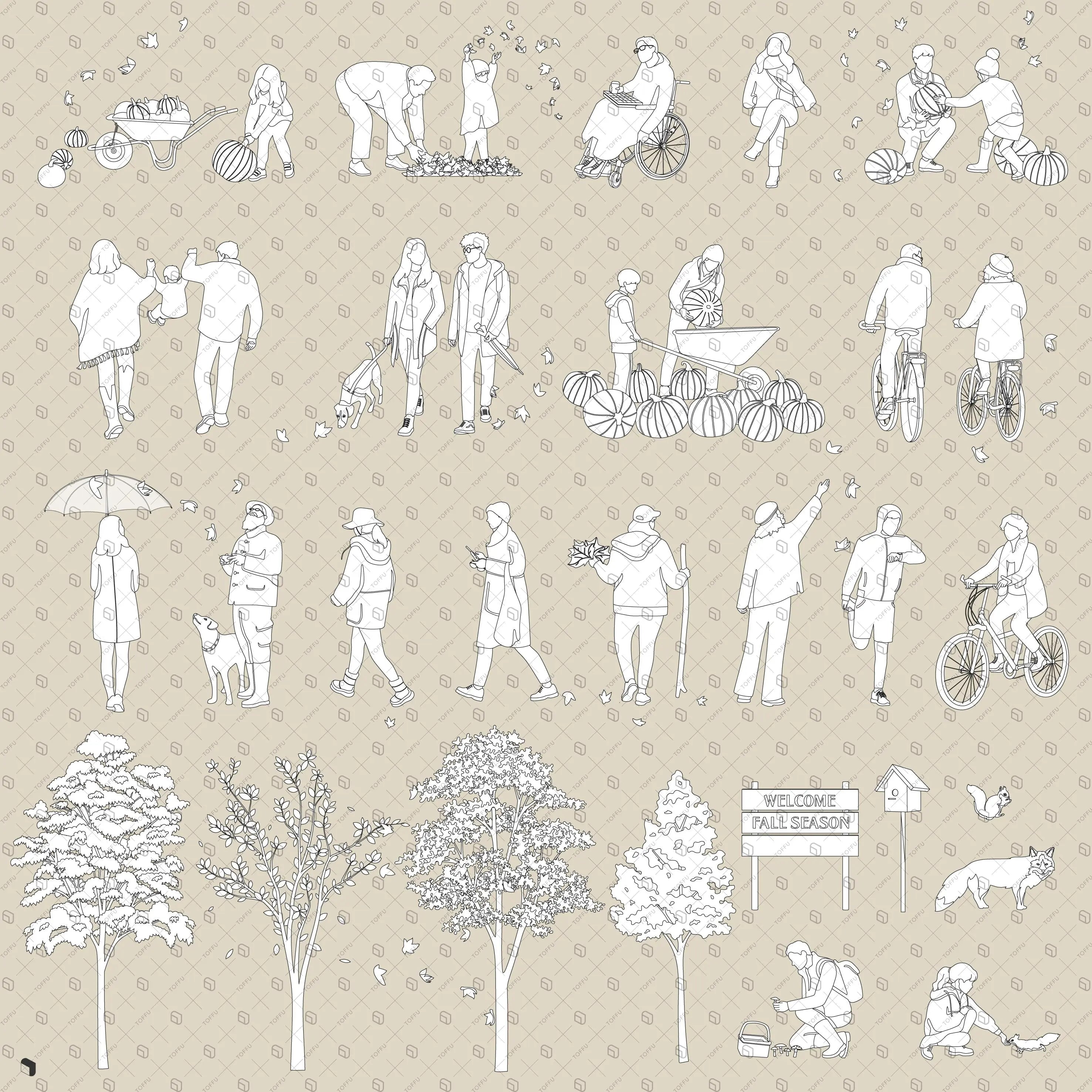 Flat Vector Autumn Zone Digital Artwork drawings | Toffu Co
