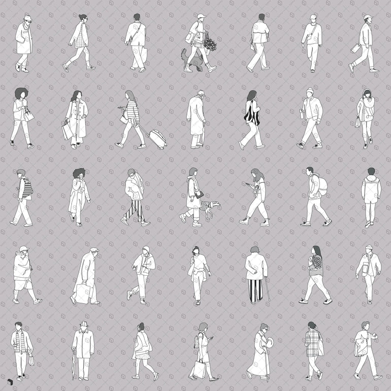 Flat Vector Walking People Toffu Co