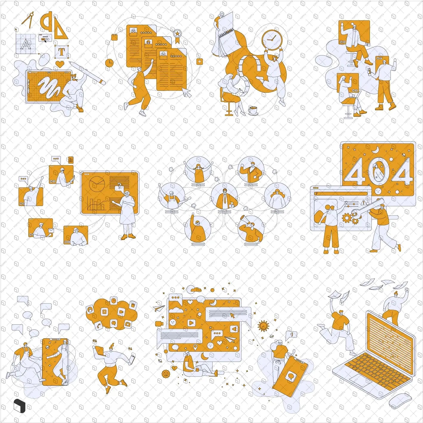 Flat Vector Web Design Collaborative Characters Uncategorized drawings | Toffu Co