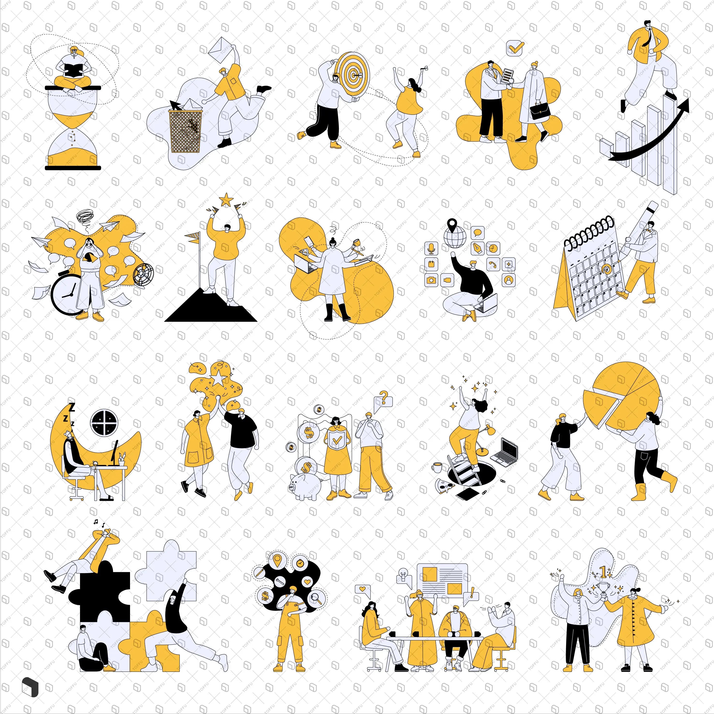 Flat Vector Web Design Productive Characters Uncategorized drawings | Toffu Co