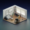 3D Model Living Room Digital Artwork drawings | Toffu Co