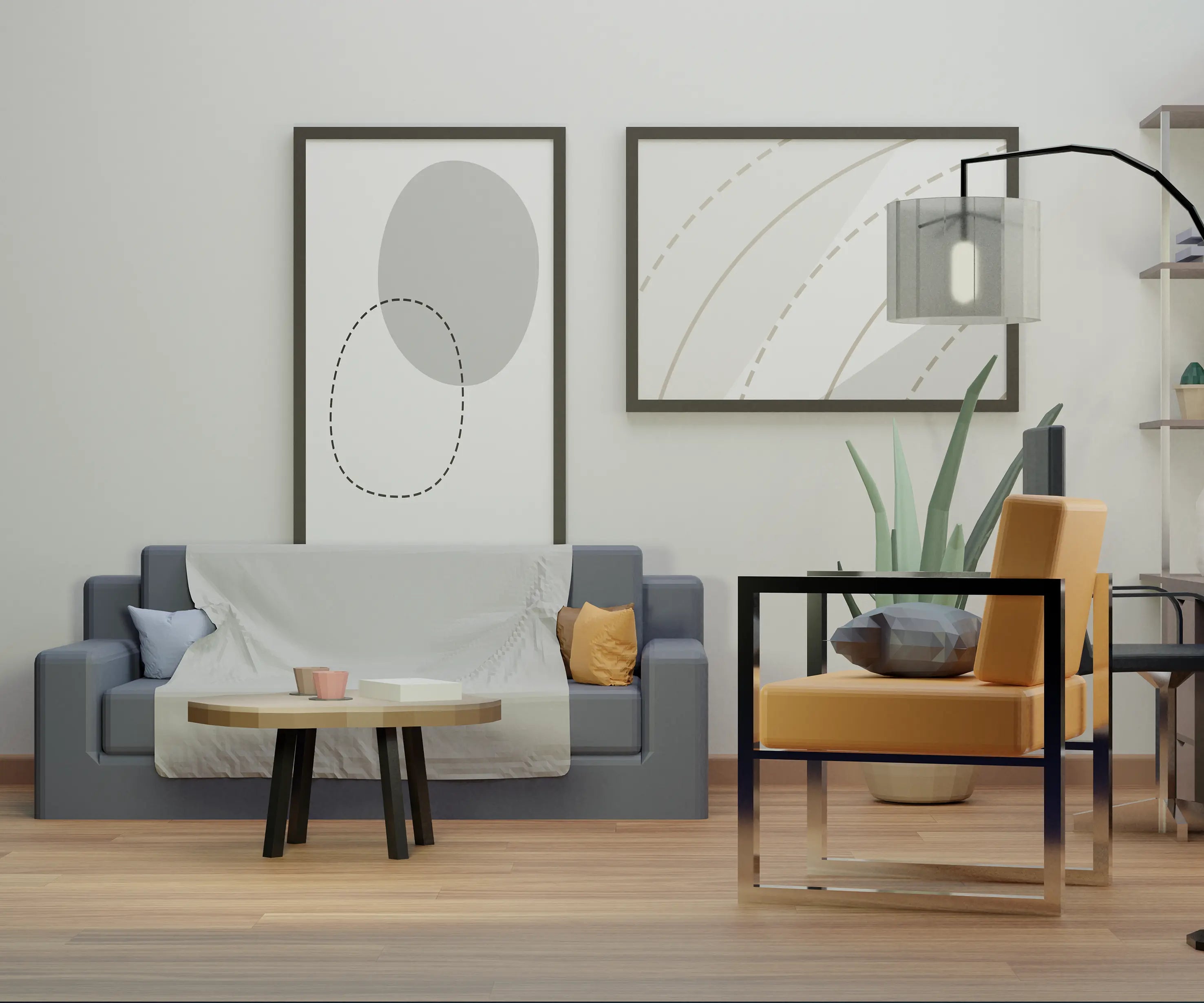3D Model Living Room Digital Artwork drawings | Toffu Co