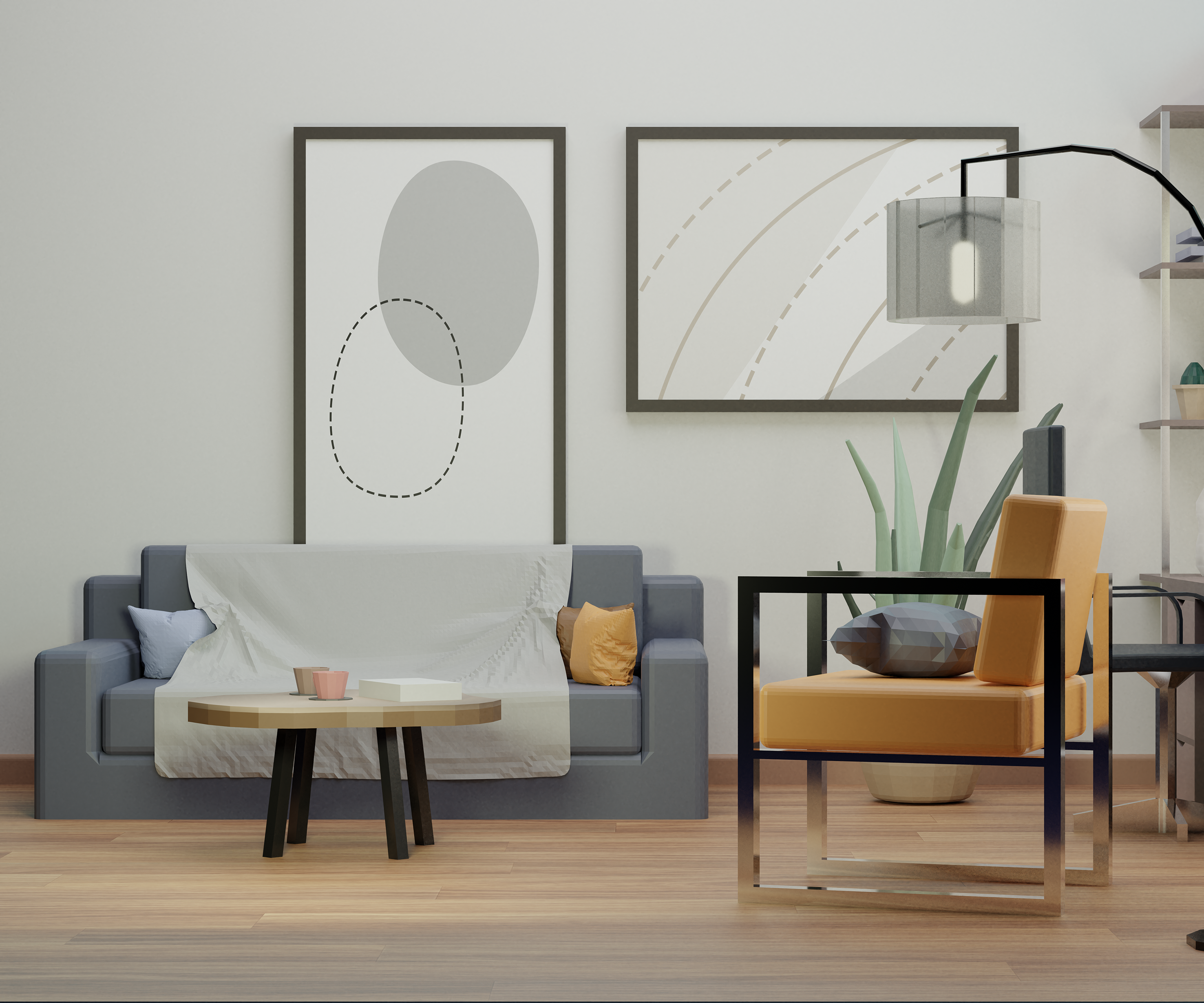 3D Model Low-Poly Living Room 3DSMAX | Toffu Co