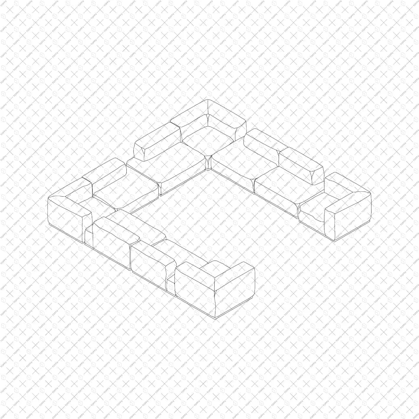 Cad Modular Sofa Digital Artwork drawings | Toffu Co