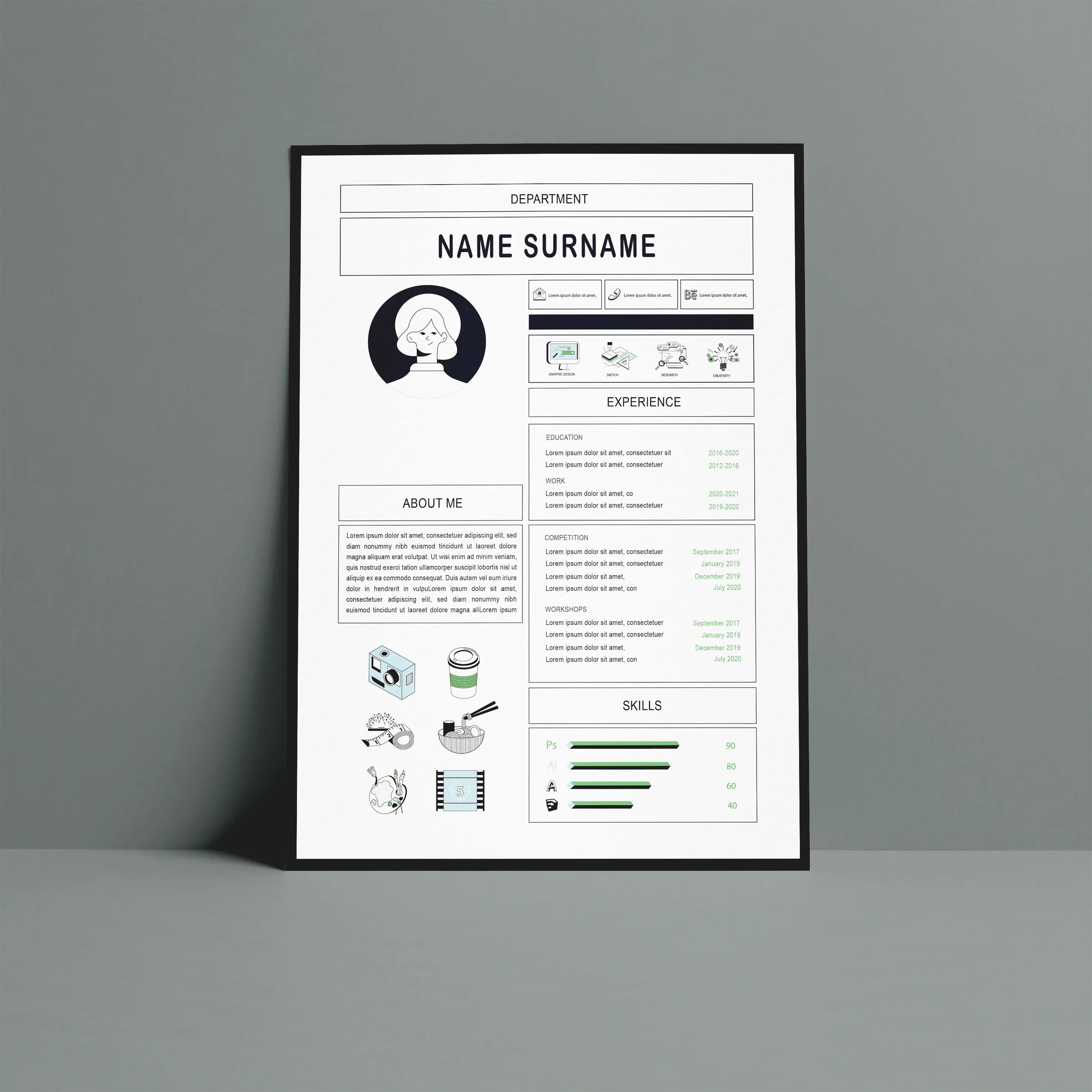 Resume Template Set 7 Digital Artwork drawings | Toffu Co