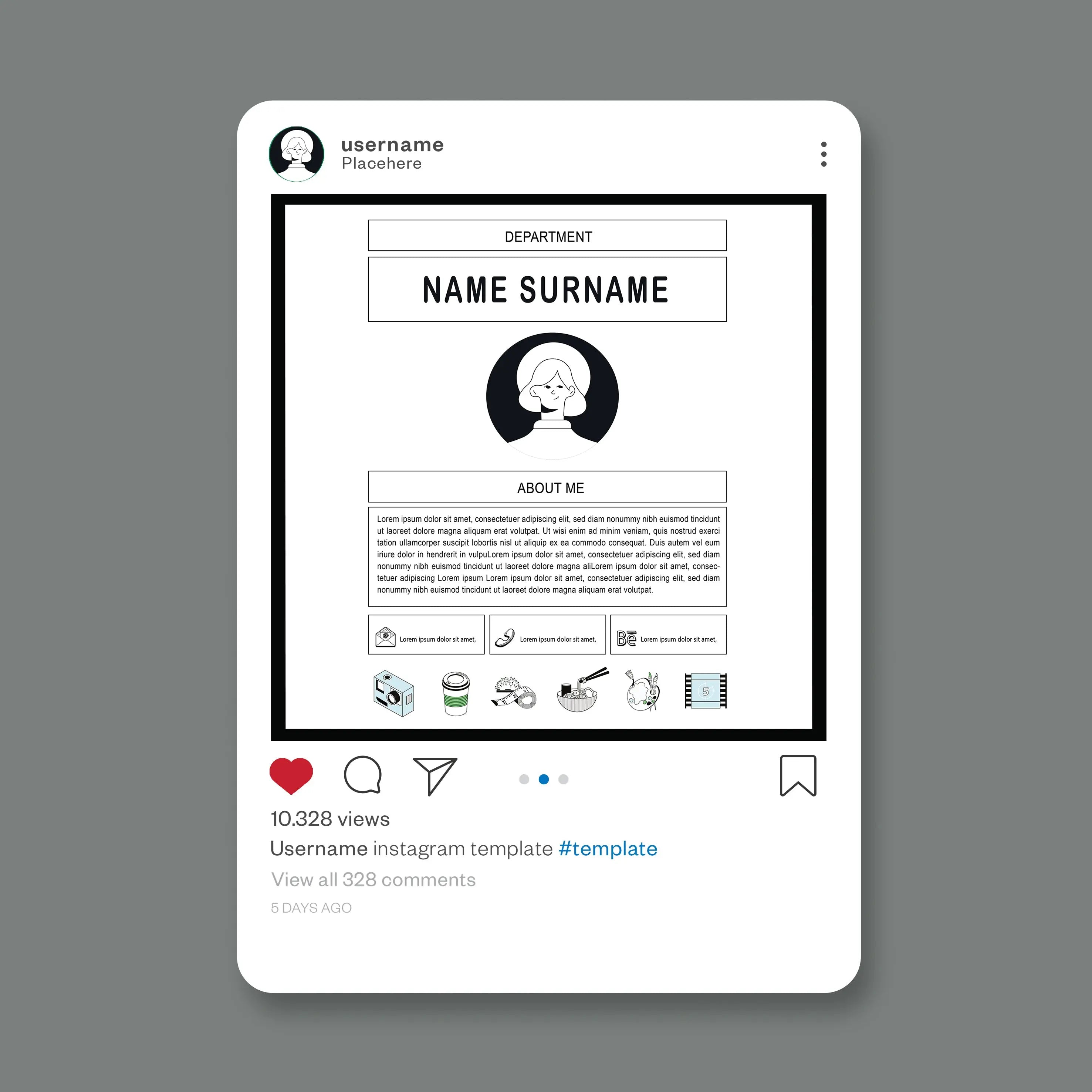 Resume Template Set 7 Digital Artwork drawings | Toffu Co