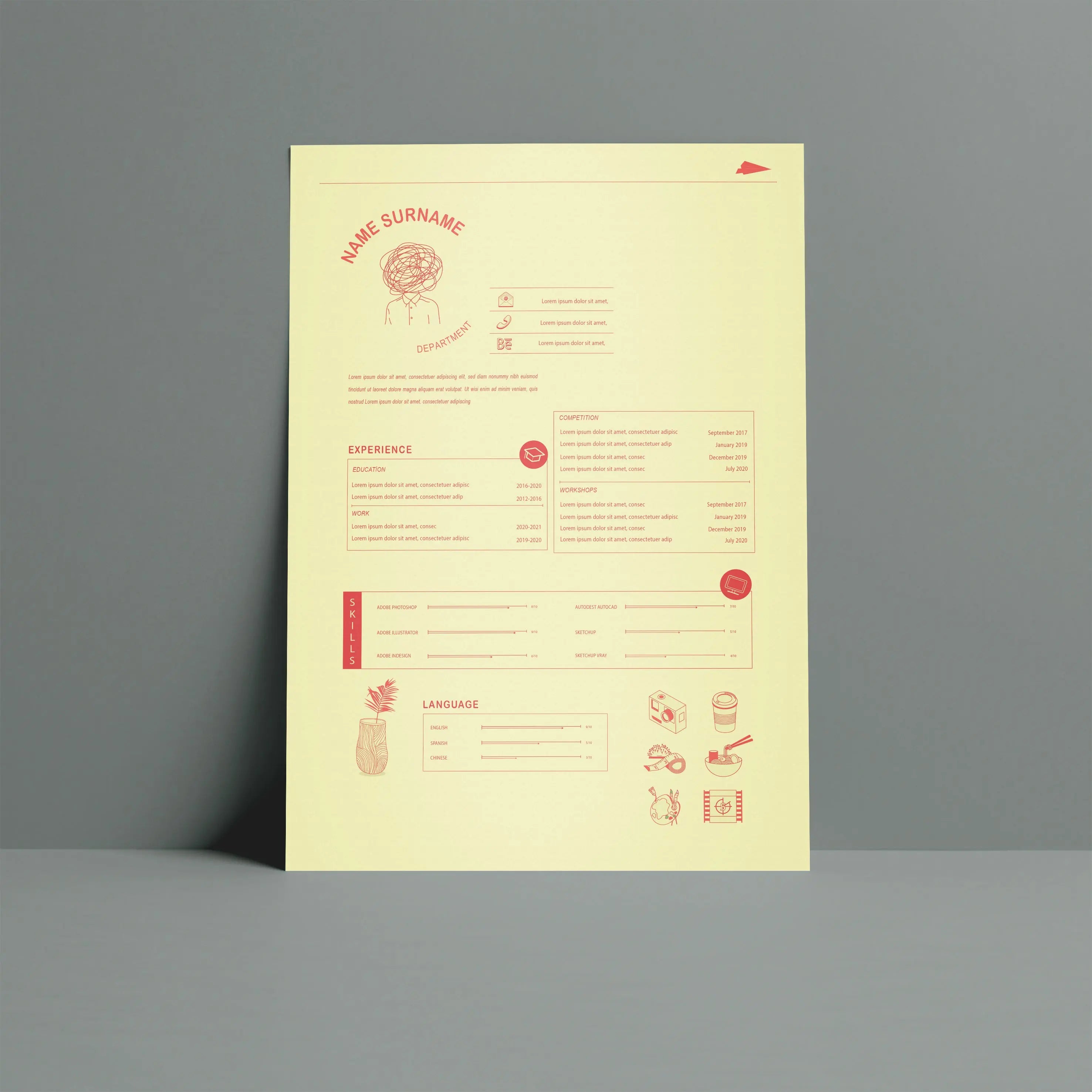 Resume Template Set 8 Digital Artwork drawings | Toffu Co