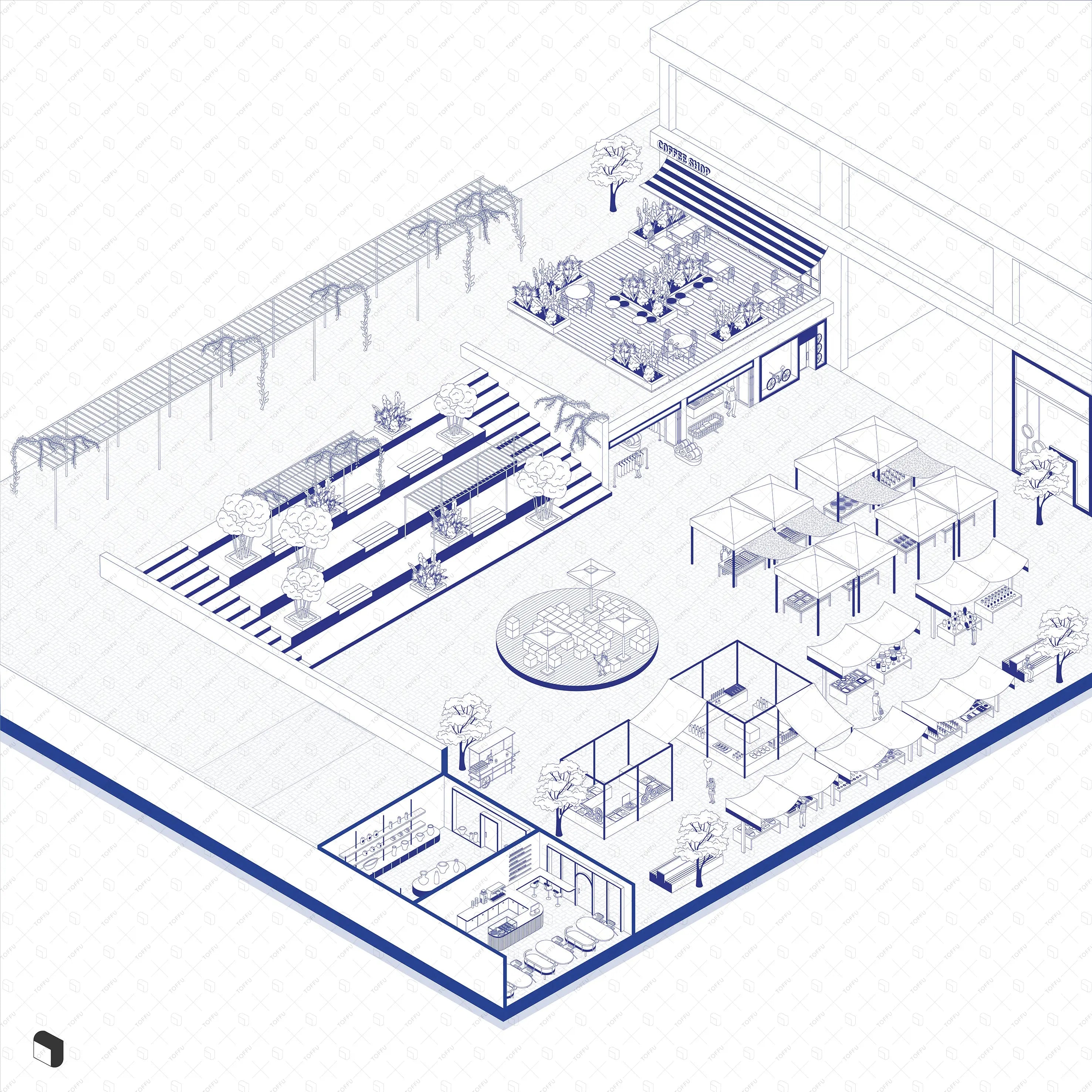 Axonometric Cad Open Market Digital Artwork drawings | Toffu Co