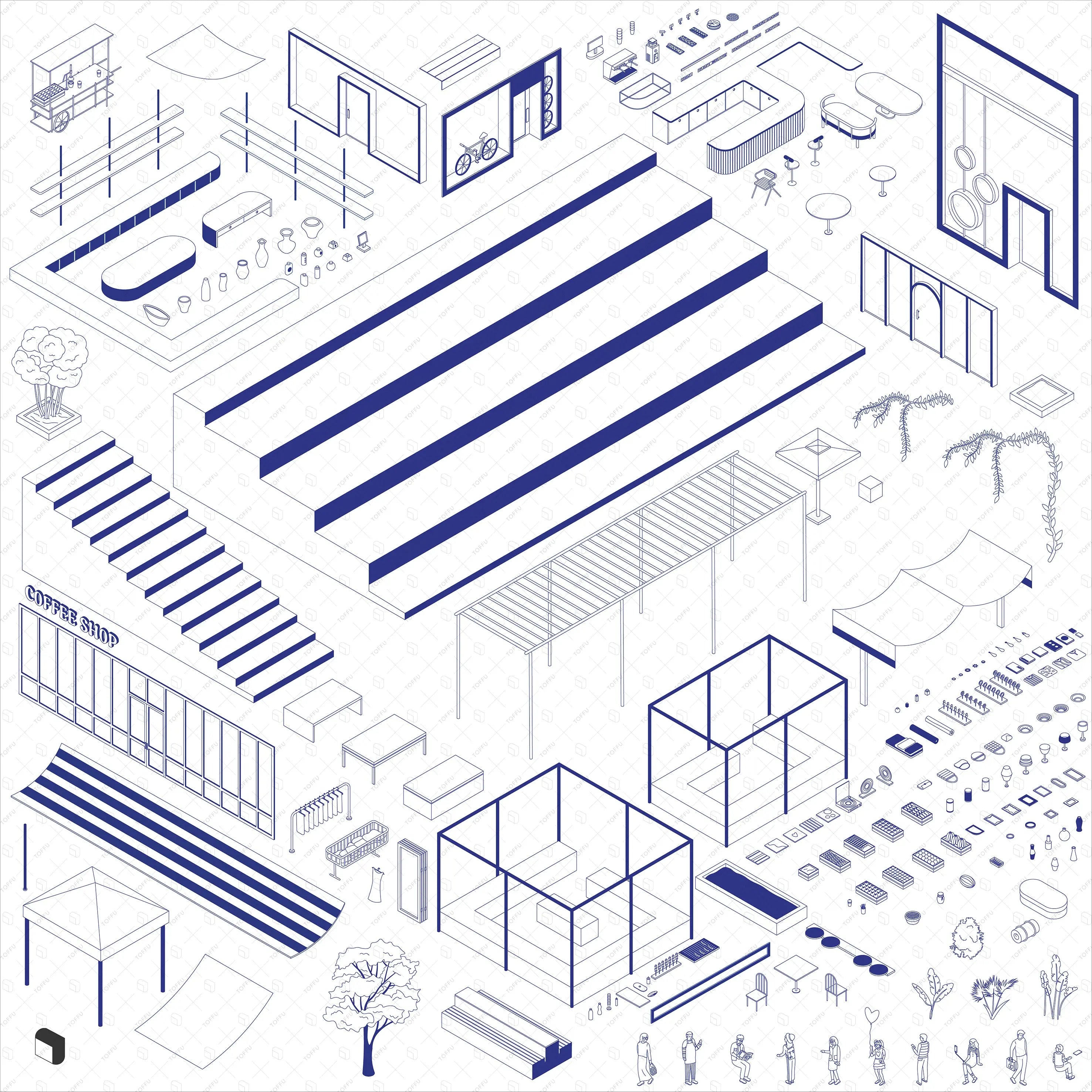 Axonometric Cad Open Market Digital Artwork drawings | Toffu Co