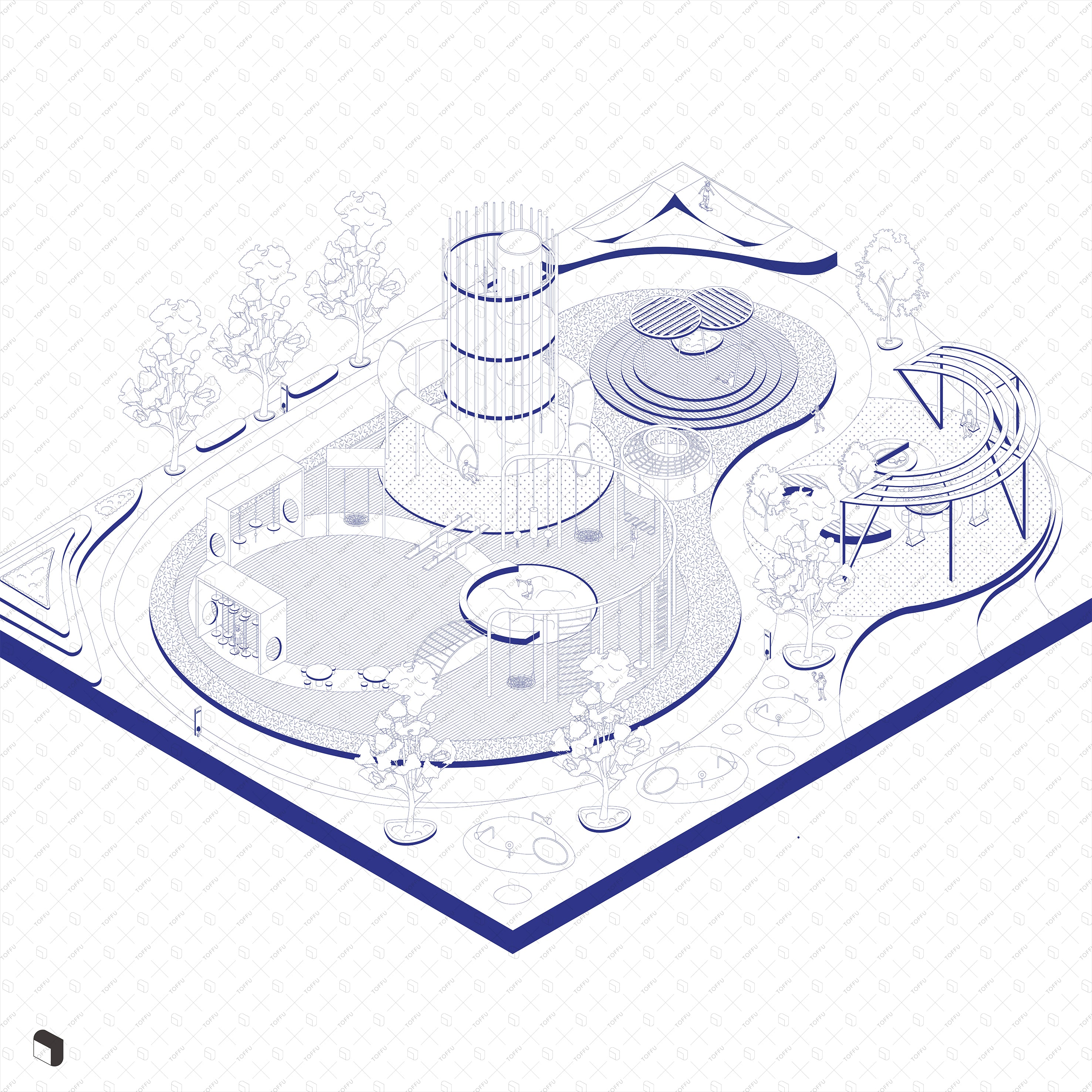 Axonometric Cad Playground PNG - Toffu Co