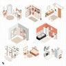 Axonometric Bathroom Furniture Digital Artwork drawings | Toffu Co
