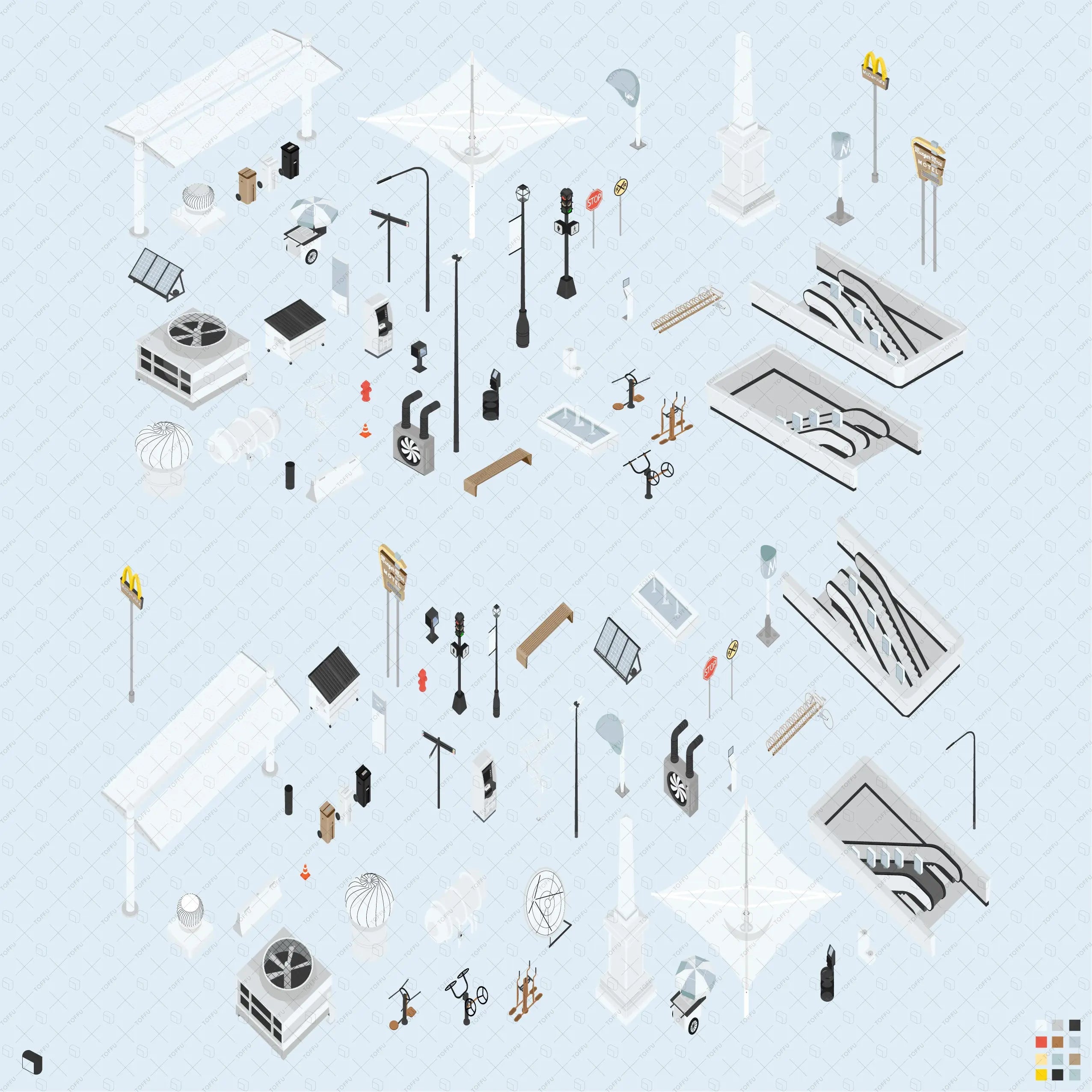 Axonometric City Utilities Digital Artwork drawings | Toffu Co