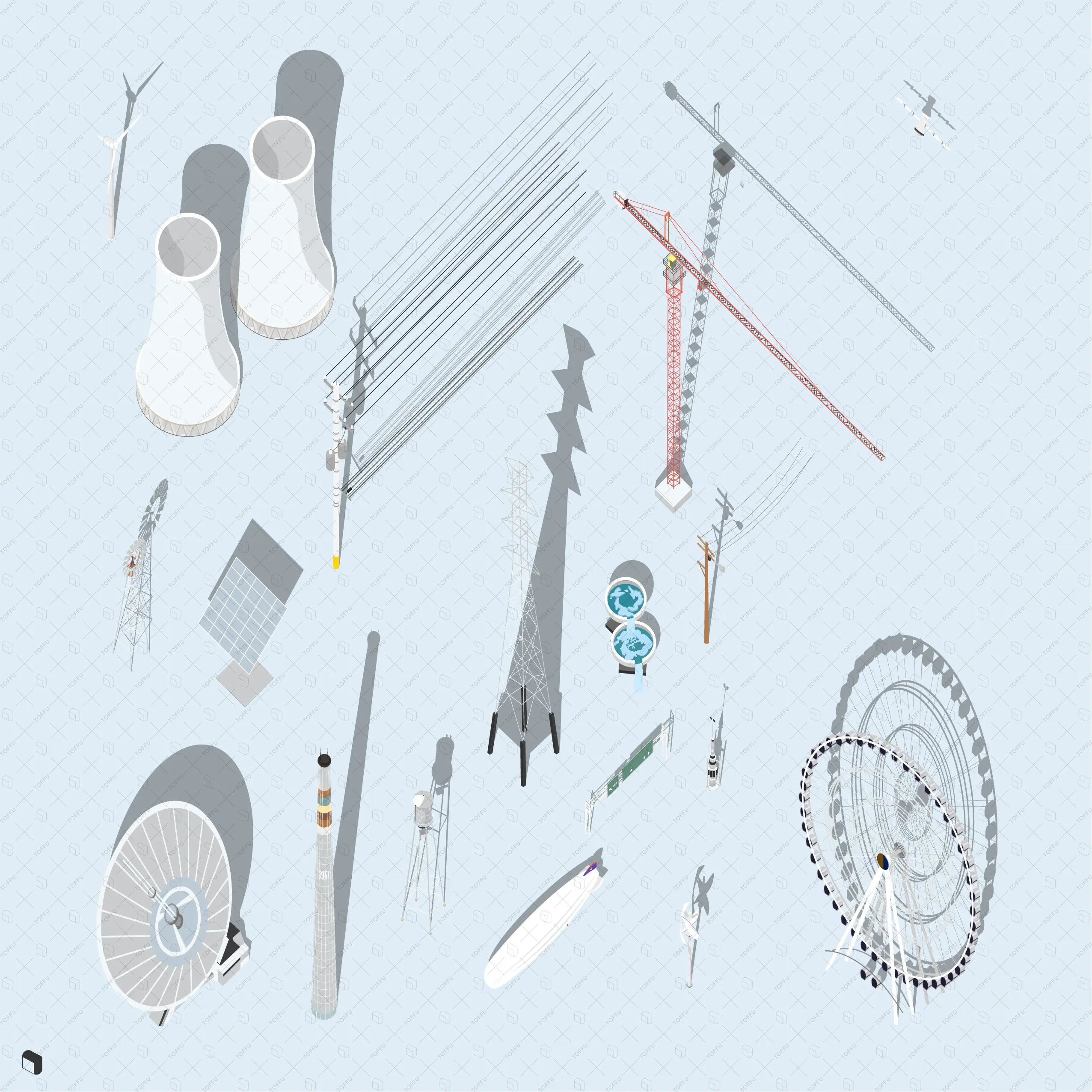 Axonometric City Utilities Digital Artwork drawings | Toffu Co