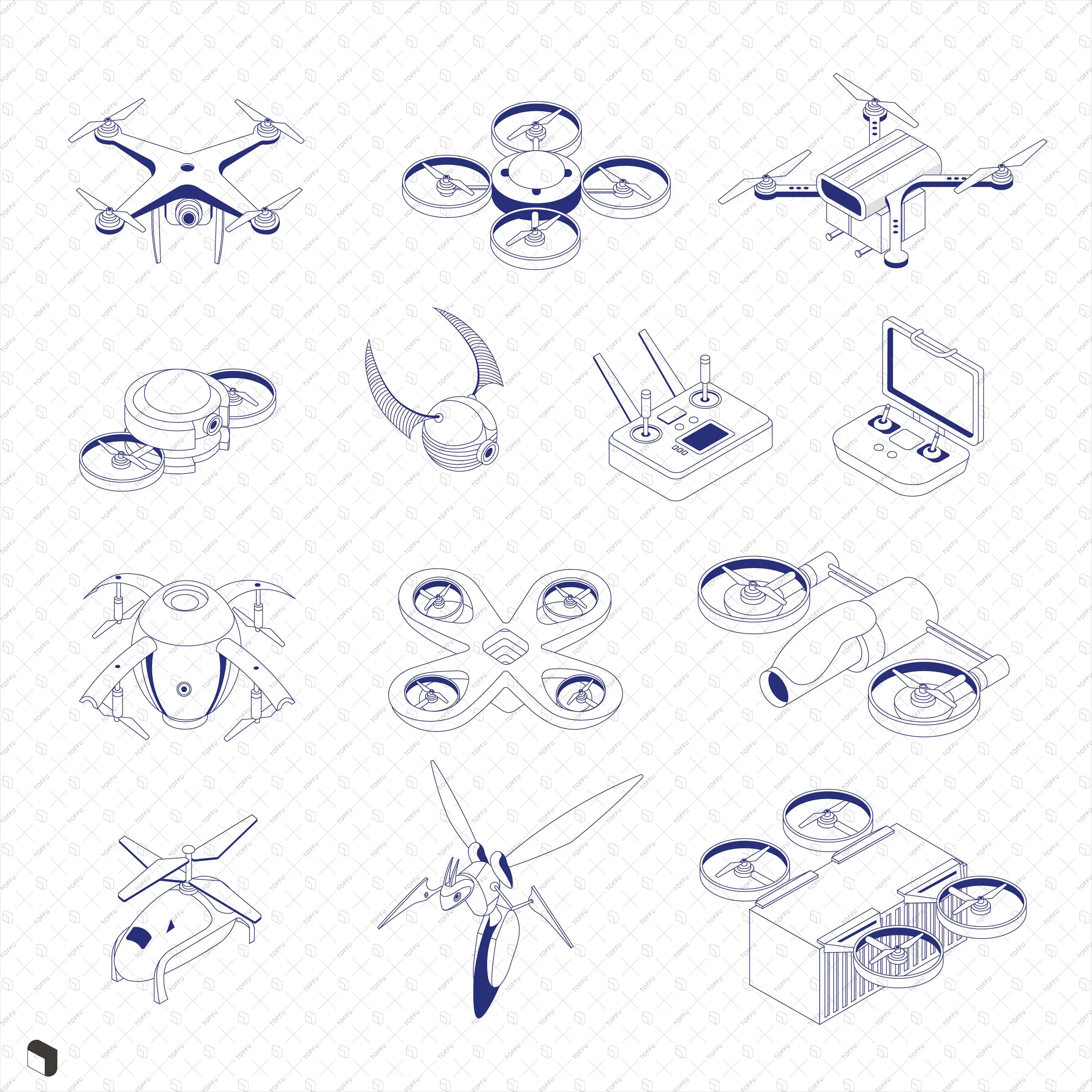 Axonometric Drone Port Digital Artwork drawings | Toffu Co