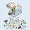 Axonometric Home Office Furniture Digital Artwork drawings | Toffu Co