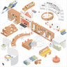 Axonometric Library Furniture 2 Digital Artwork drawings | Toffu Co