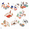 Axonometric Living Room Furniture 2 Digital Artwork drawings | Toffu Co