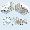 Axonometric Office Furniture - Toffu Co