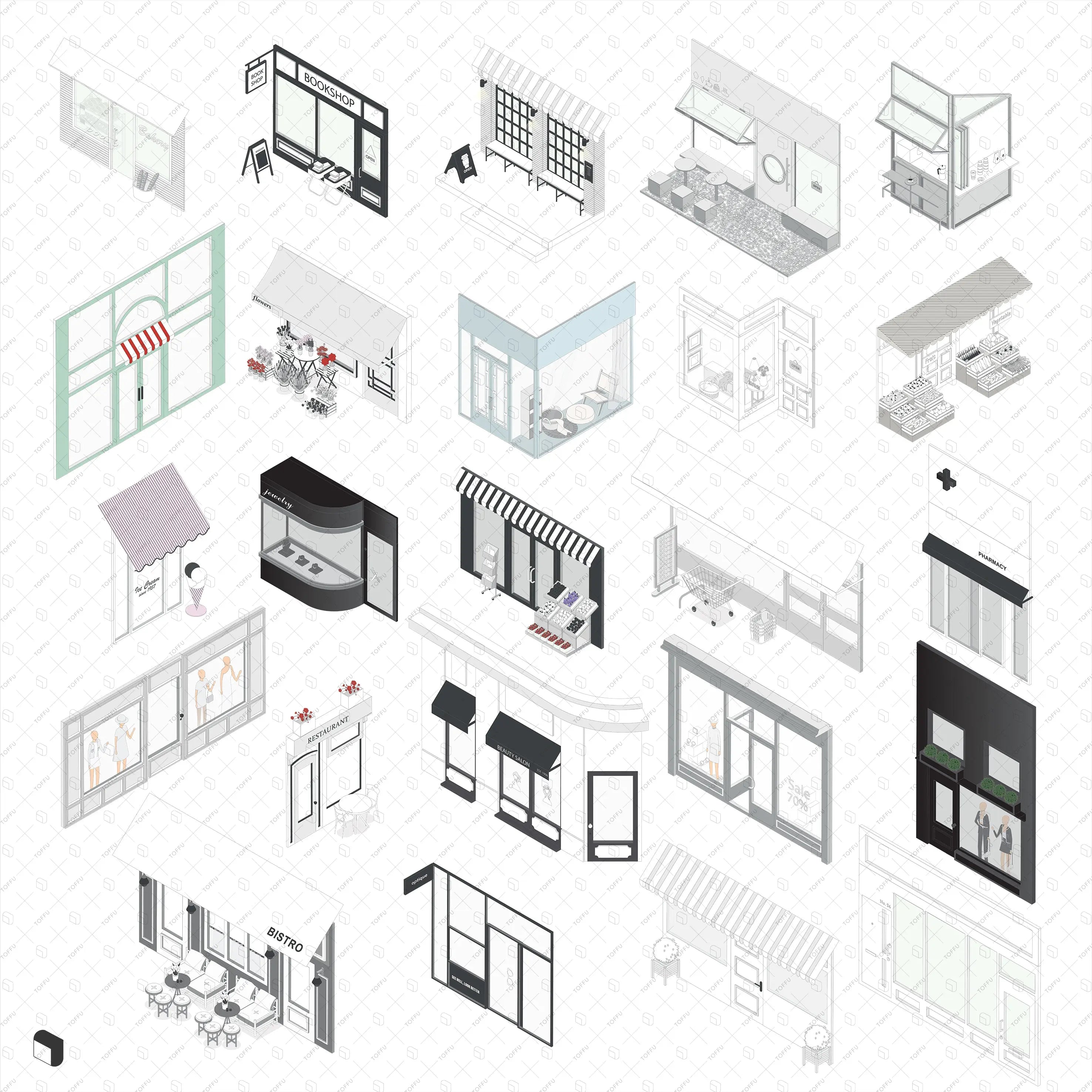 Axonometric Street Showcases Digital Artwork drawings | Toffu Co