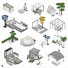 Axonometric Backyard Furniture & Vegetation PNG - Toffu Co